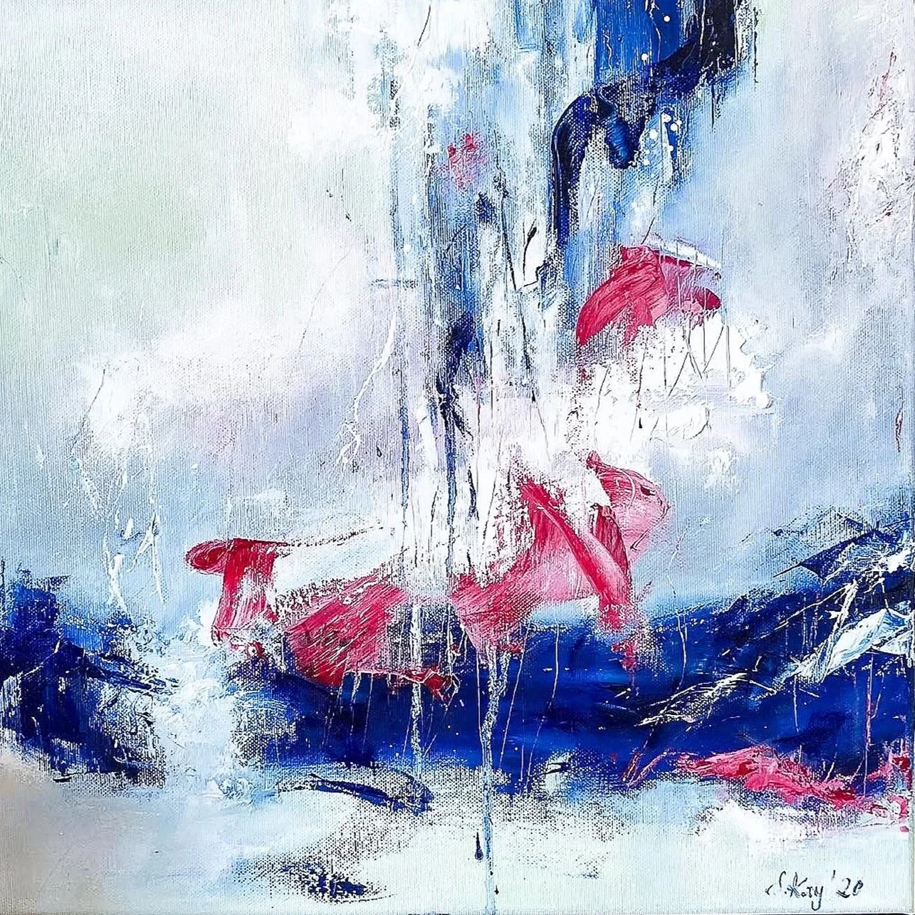 Dance in the blue 40x40x4 cm, 2020, € 270