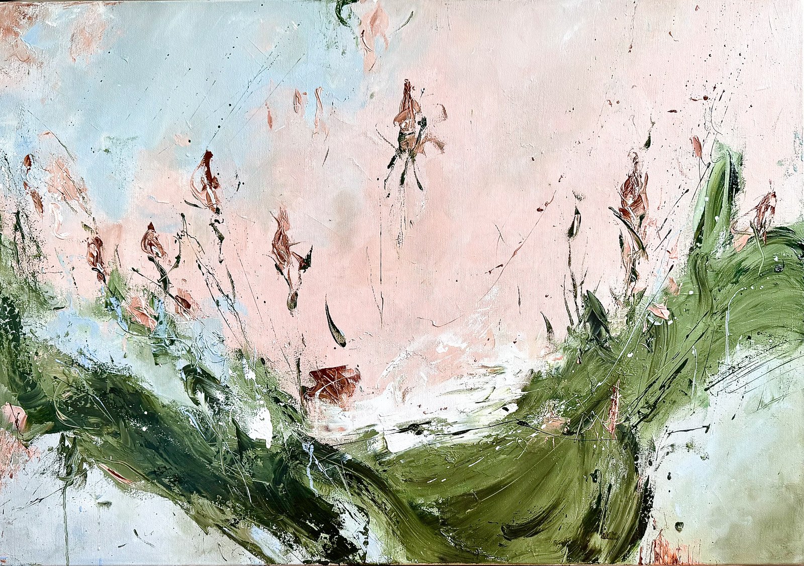 Rosy dawn over fields, 70x100cm, €2.090