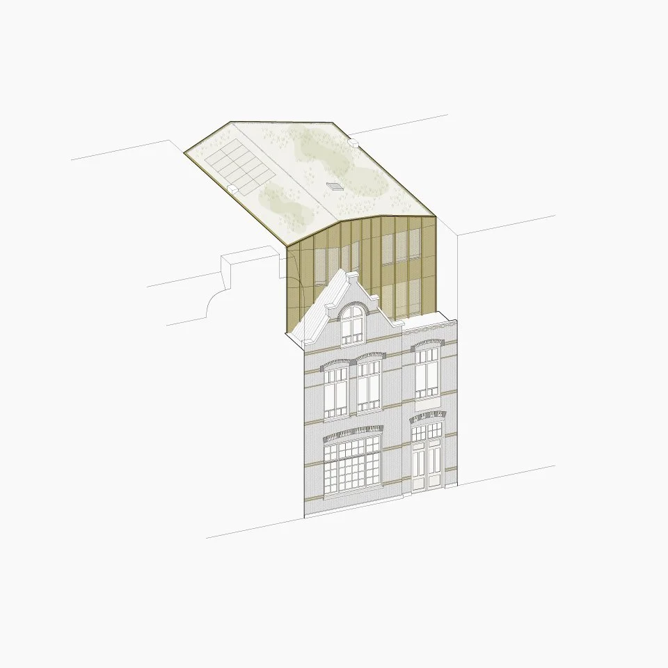 tekening gevel en opbouw, van Ostadestraat 89, Amsterdam, ontwerp Ronald Janssen Architecten, opdracht Aham Vastgoed