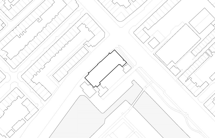 situatietekening, de Telefoondienst, Kamerlingh Onneslaan, Amsterdam, ontwerp Ronald Janssen Architecten