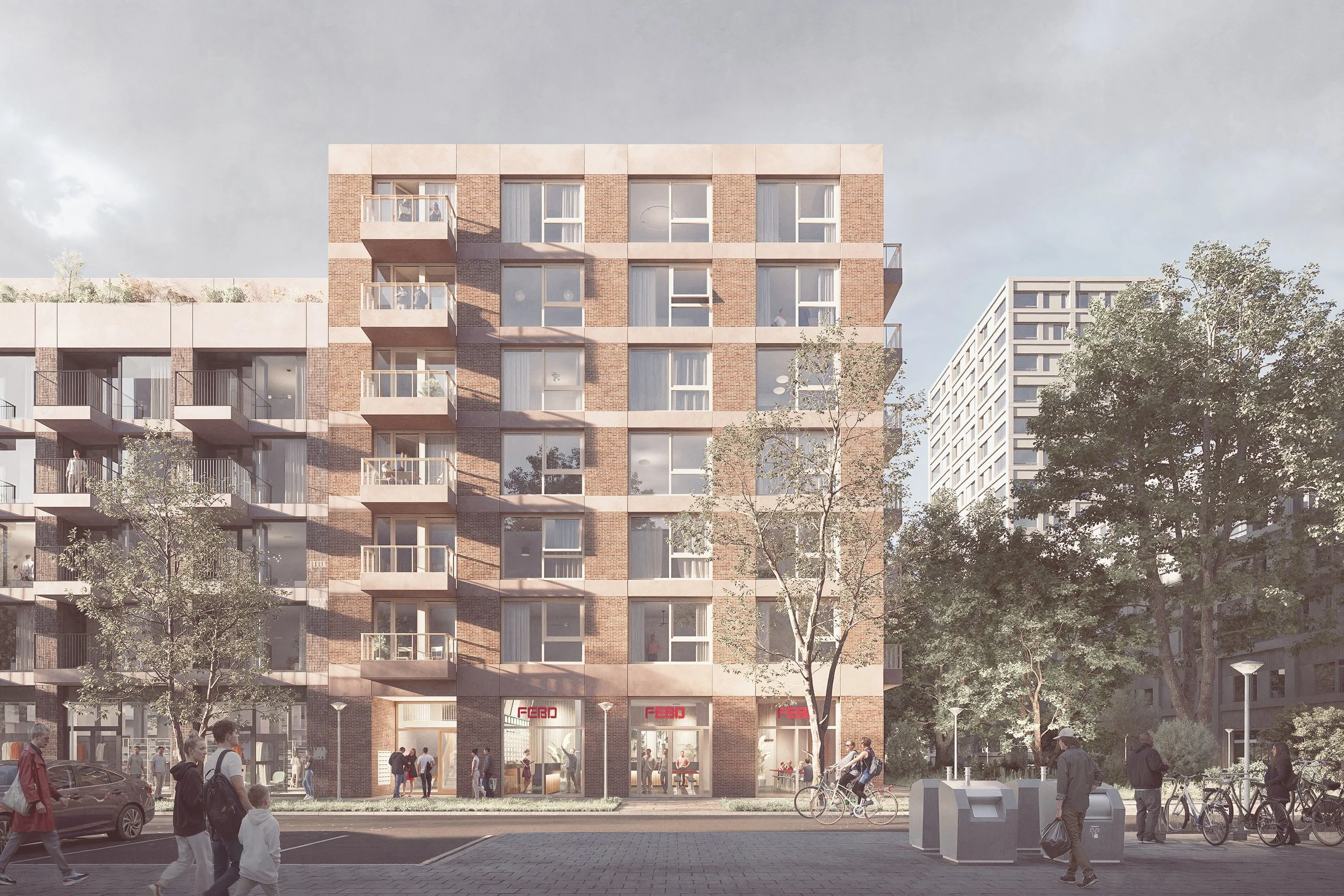 voorgevel visual, Klaprozenbuurt C12-13, Amsterdam-Ronald Janssen Architecten