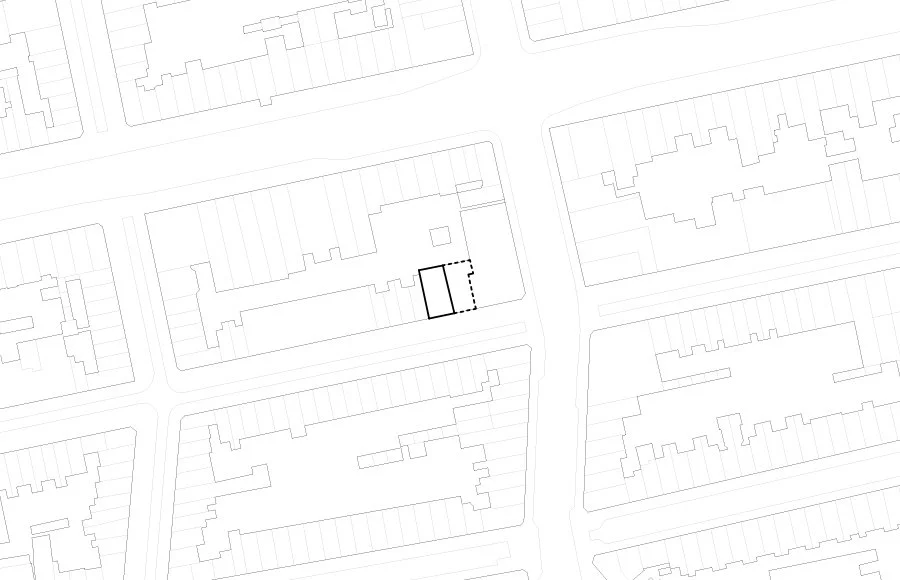 situatie tekening, van Ostadestraat 89, Amsterdam, Ronald Janssen Architecten