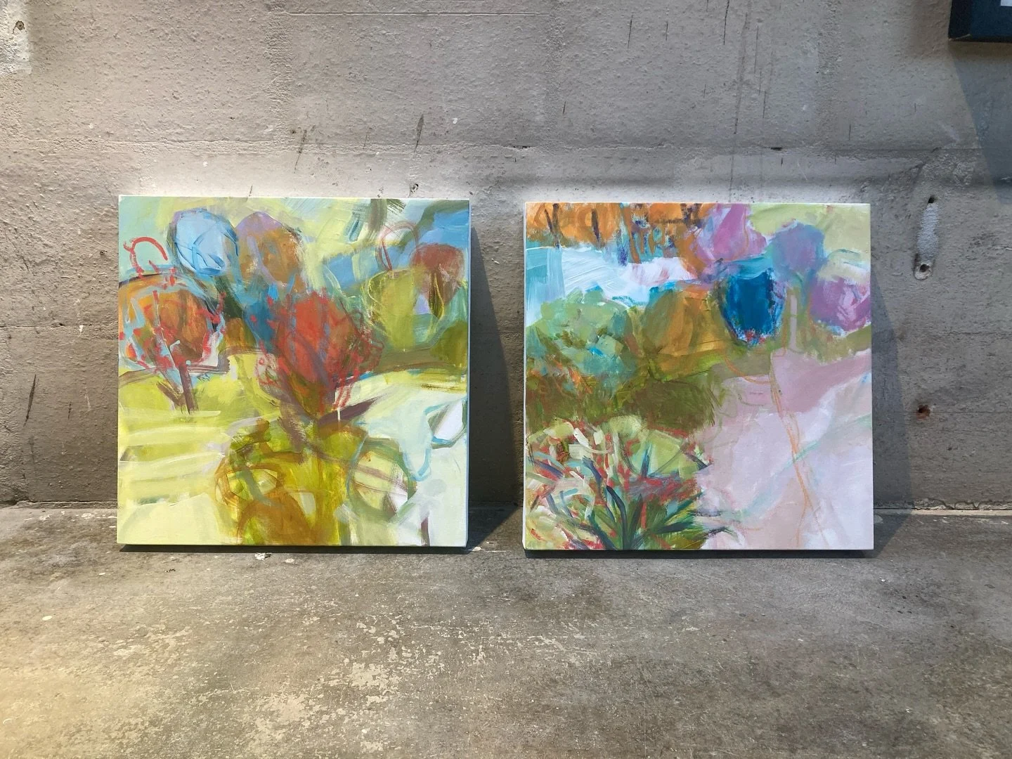 I would like the superpower of teleporting myself to Dartmoor in spring, but failing that I like to do it in my memory and imagination.

Two mixed media pieces based on a Devon landscape
40cm x 40cm (15 3/4&rdquo; x 15 3/4&rdquo;)