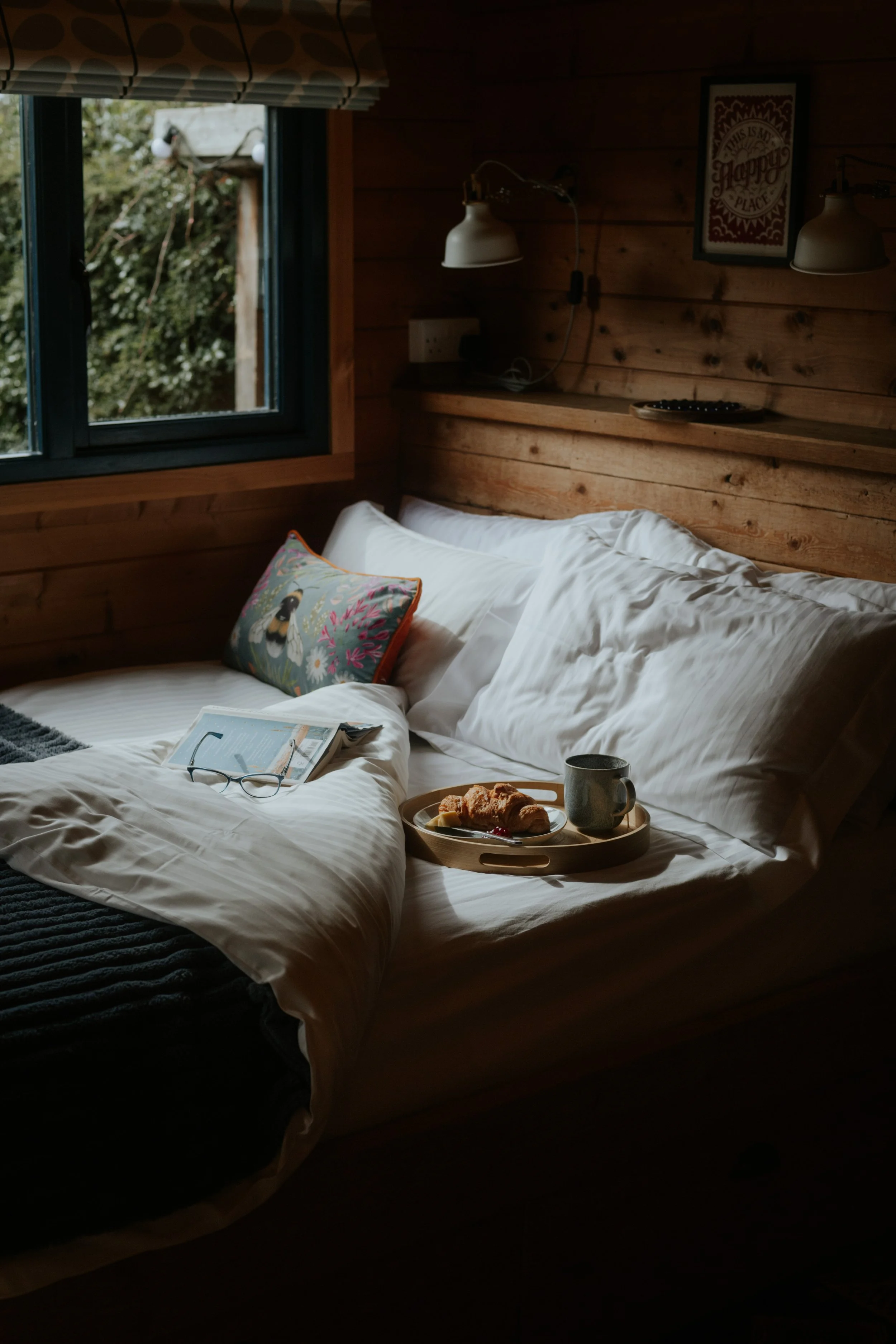 Breakfast in bed at the Secret Cabin