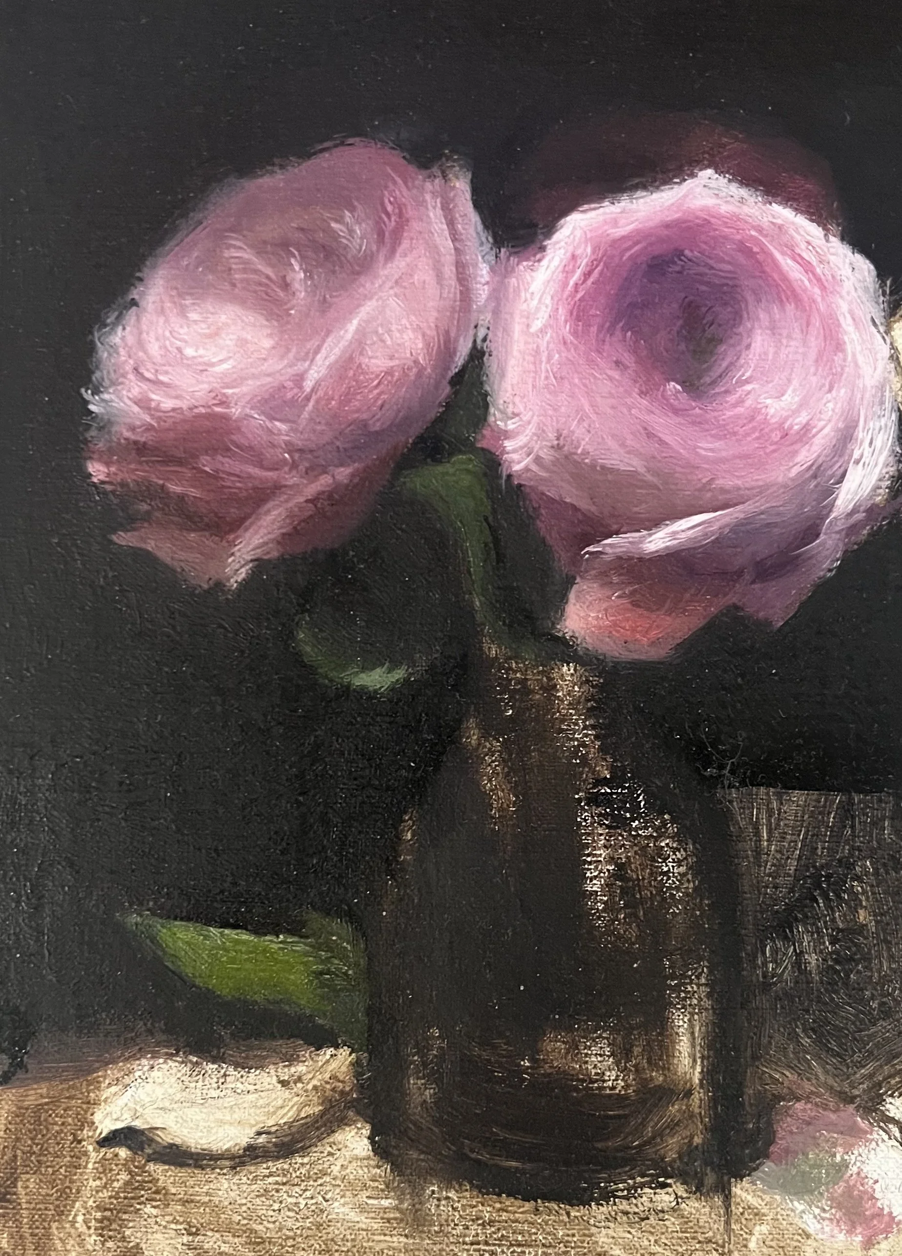 Roses sketch, oil on linen, 5x7, 2025