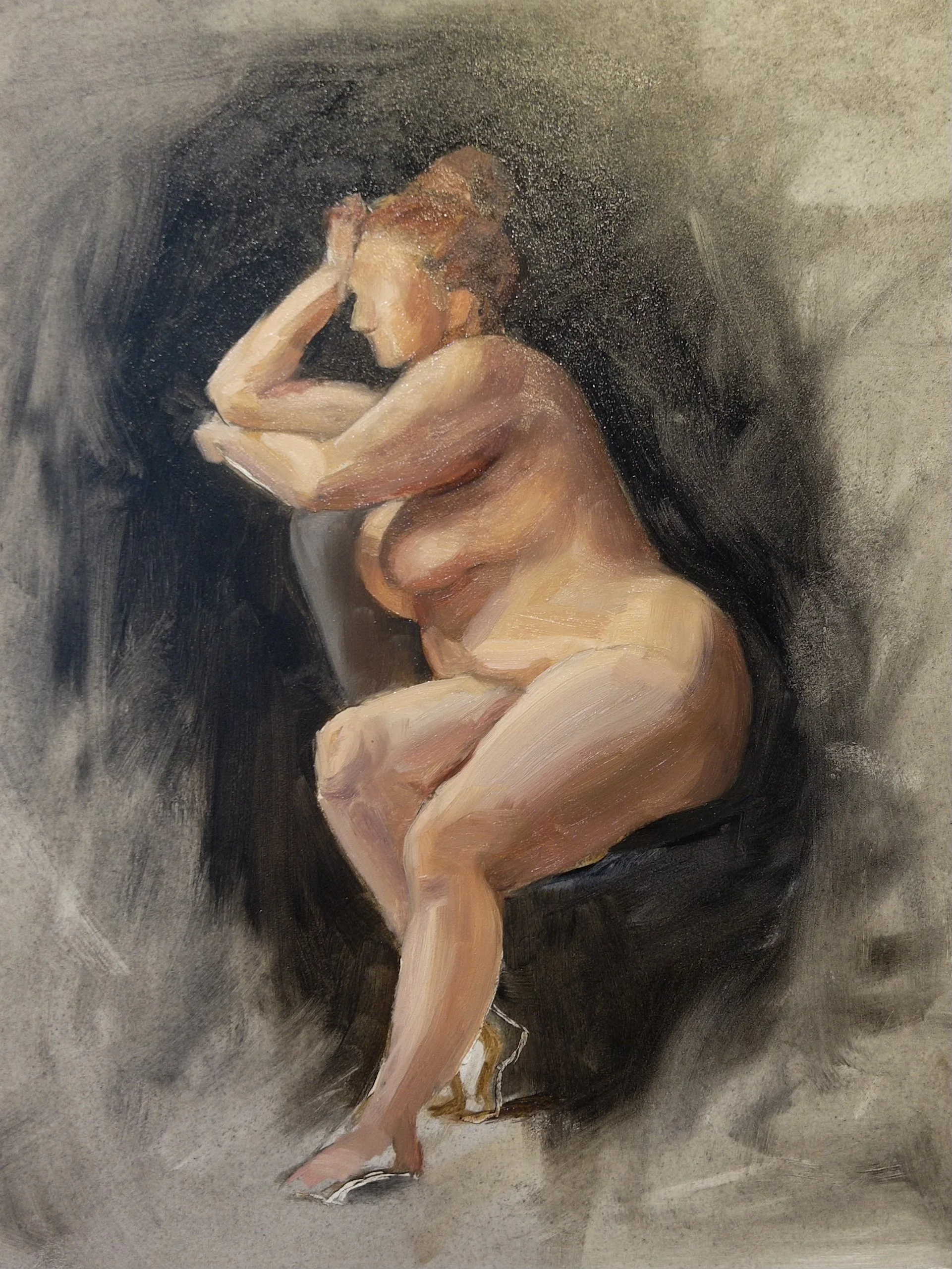 Figure study from life, oil on panel, 9x12", 2025