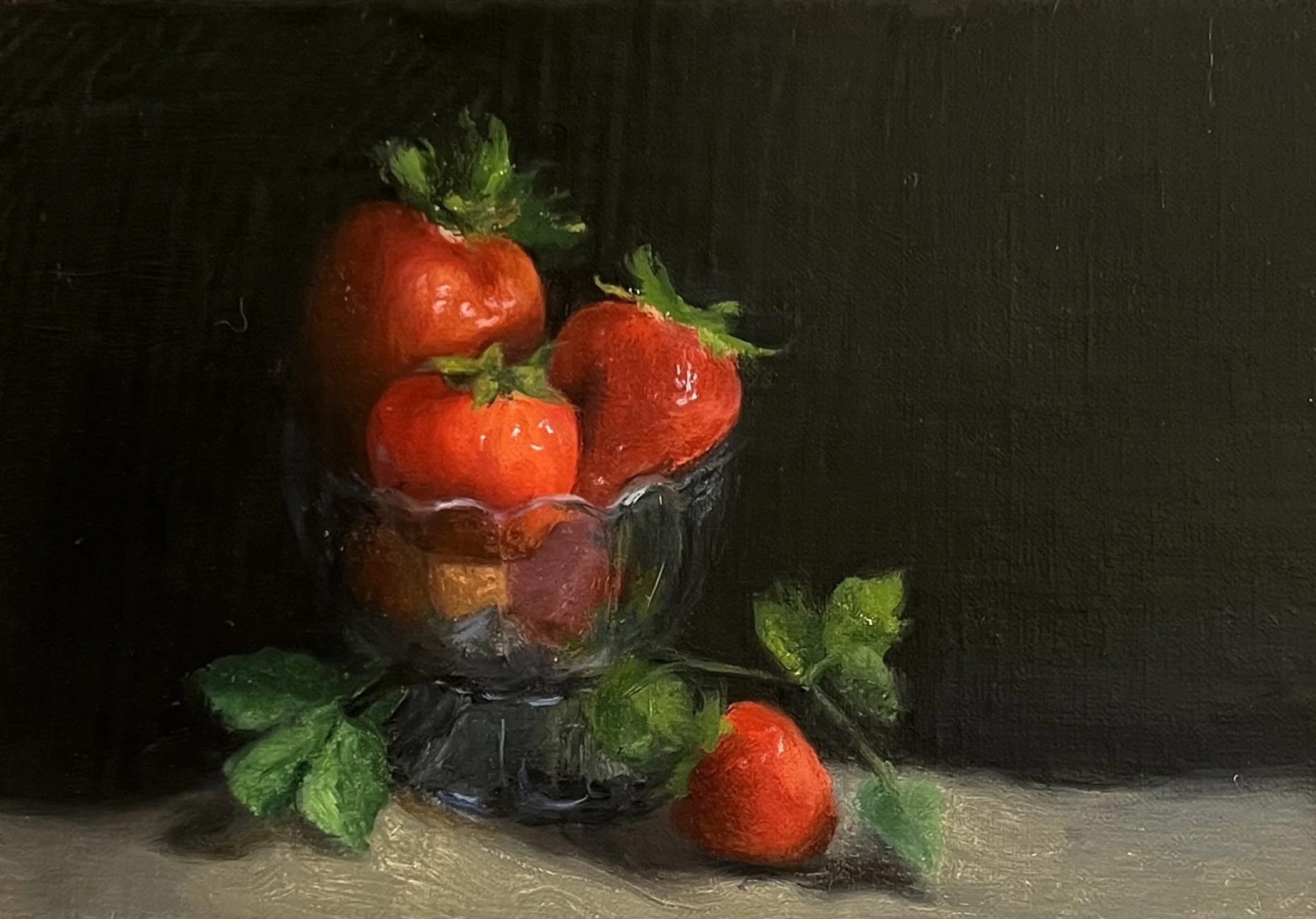 Strawberries, oil on panel, 6x8, 2025