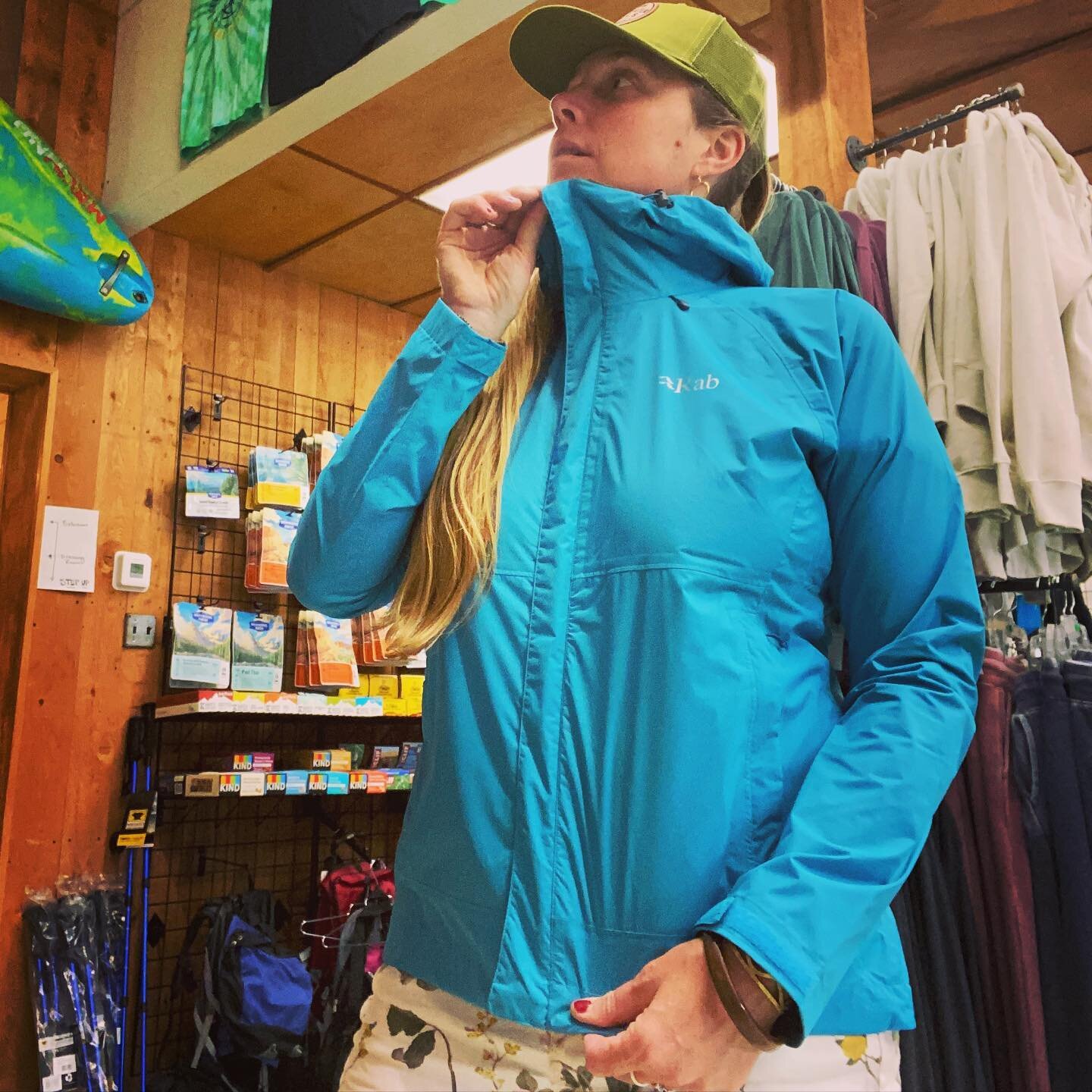 Raincoats for all styles! My new fave is this blue-tiful @rab.equipment dounpour jacket &mdash; breathable enough for a sweltering day like today! Available in olive and this really interesting granite color for men. Women? Four colors and counting f