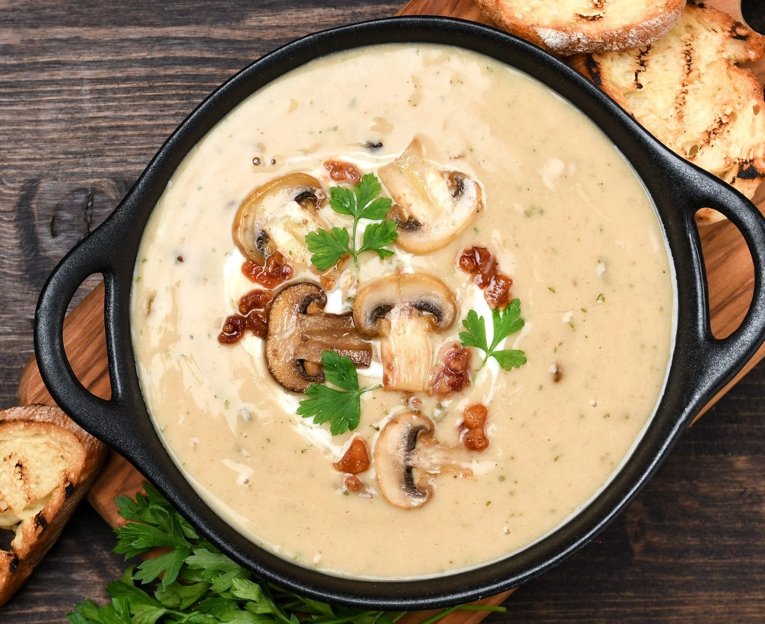 Creamy Mushroom Soup with Truffle Goat Cheese