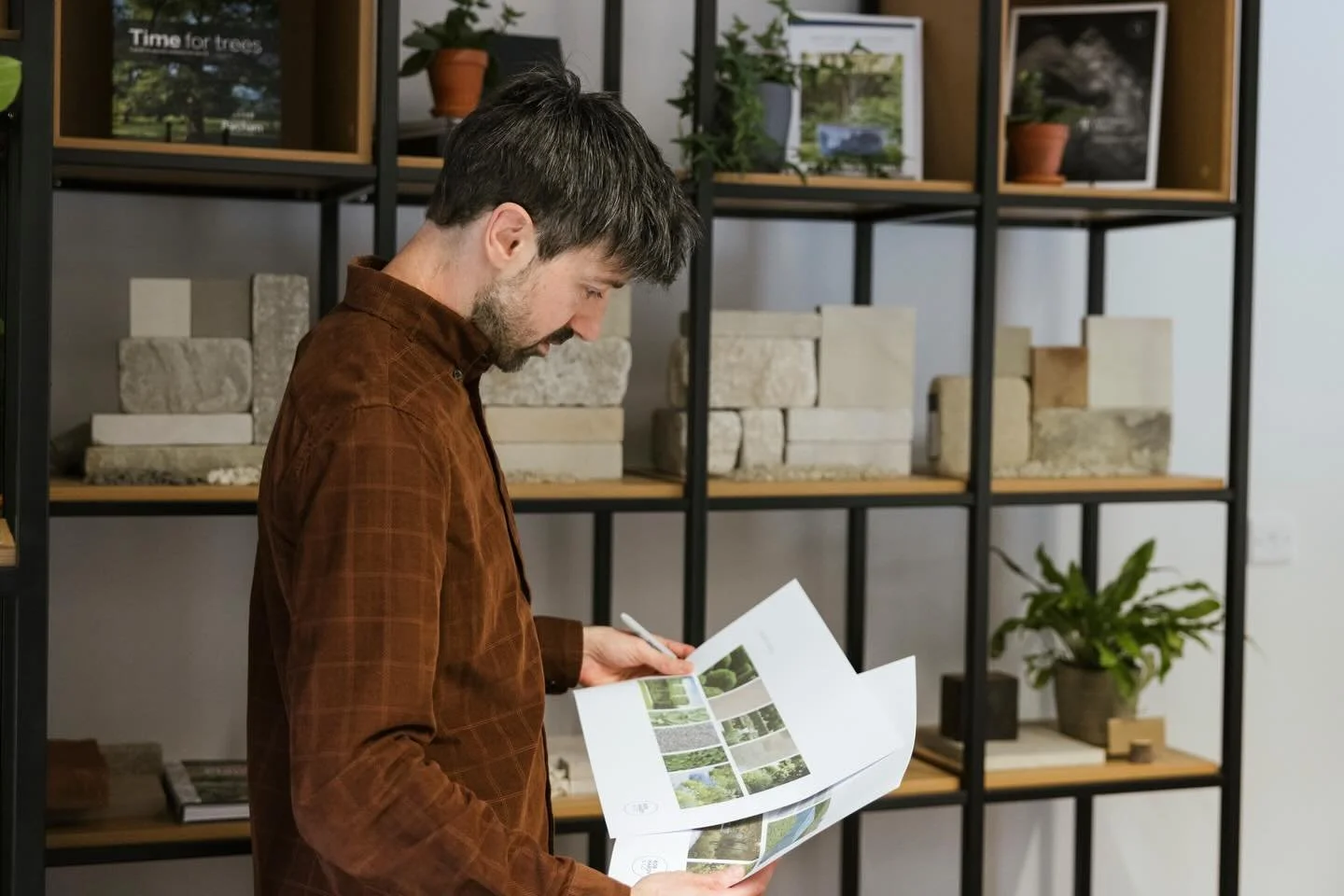 M a t e r i a l  S e l e c t i o n 

In our studio, each project allows time for a careful conversation around materials. We look at how they feel, how they look both wet and dry and how they age over time. The samples on our display wall represent a