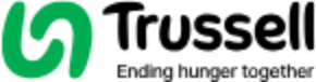 Logo for Trussell featuring a green stylised interlocking loop next to the slogan Ending hunger together