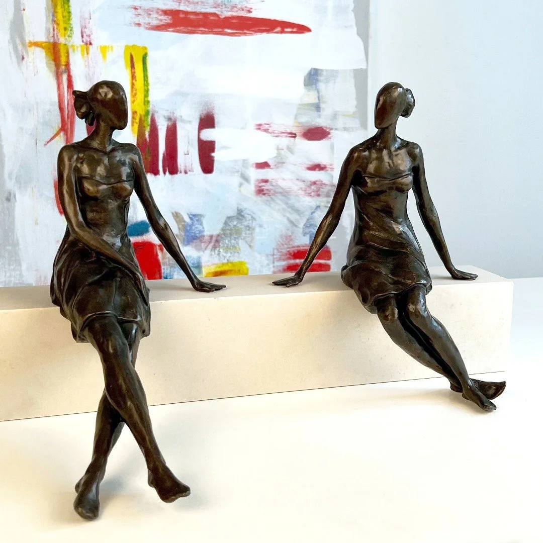 Let's Chat. The Conversation II @corbinbronze depicts a duo of female figures placed side by side on a stone base (un-attached), giving the collector the freedom to determine their placements. 

The Conversation II
Edition 80
10.75&rdquo;H, 11&rdquo;