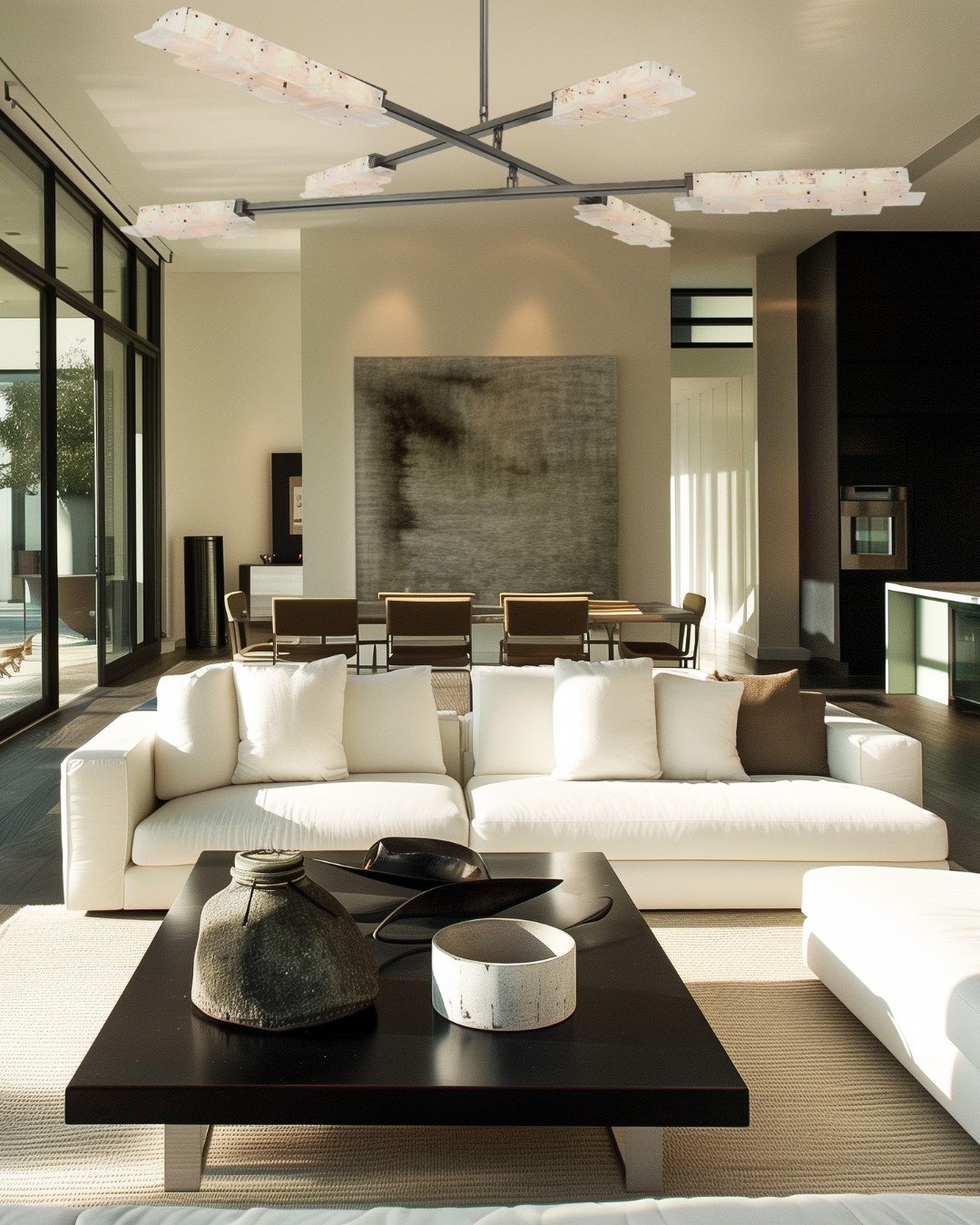 A composition of balance, material, and light.

The Equazione Chandelier from @paganistudio unfolds across three tiers, with six softly diffused light sources creating a quiet architectural rhythm. Antiqued bronze is paired with hand-oiled ipe wood a