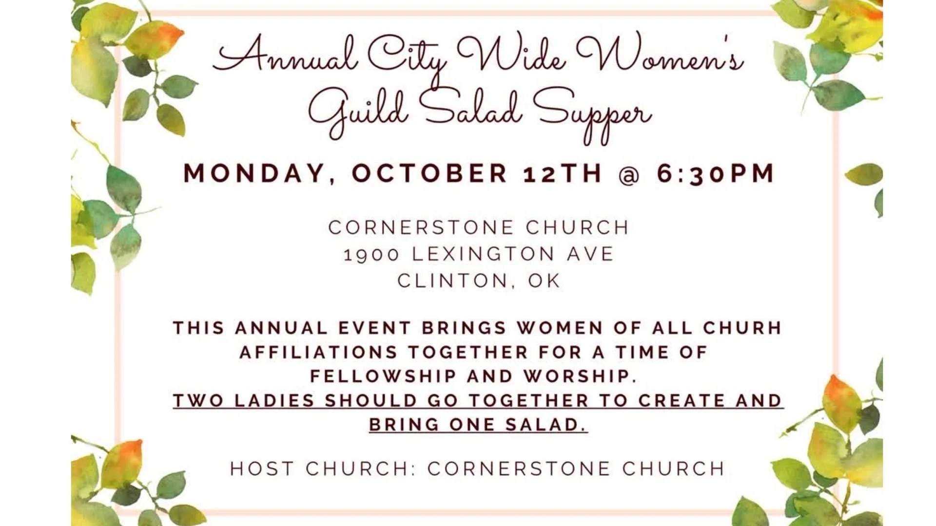 Annual City Wide Womens Guild Supper