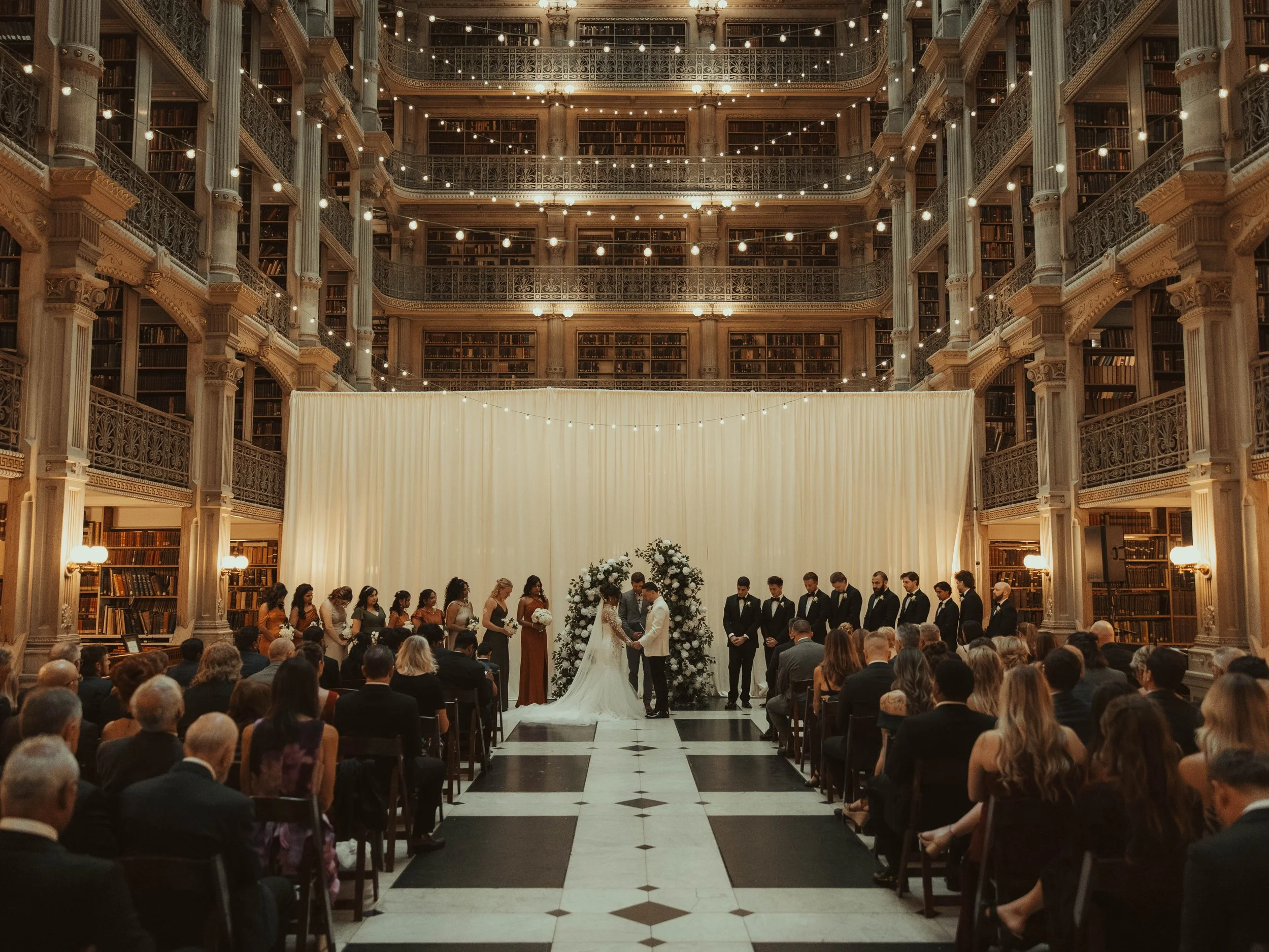 Alex &amp; Deepti’s Baltimore Wedding Day at the Peabody Library 