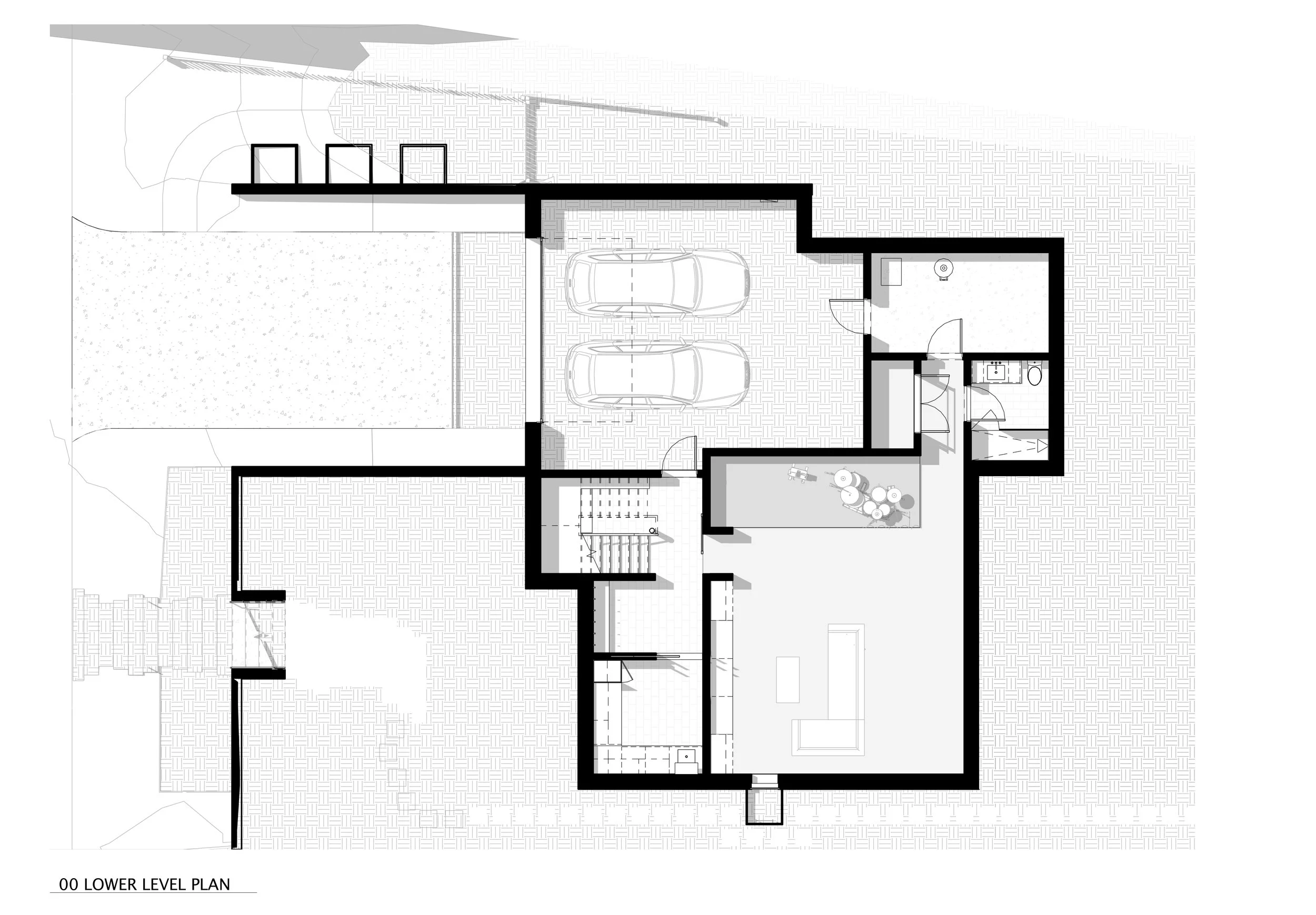 Lower level floor plan, Sandpoint custom home, Seattle WA — Spotswood Architecture + Design
