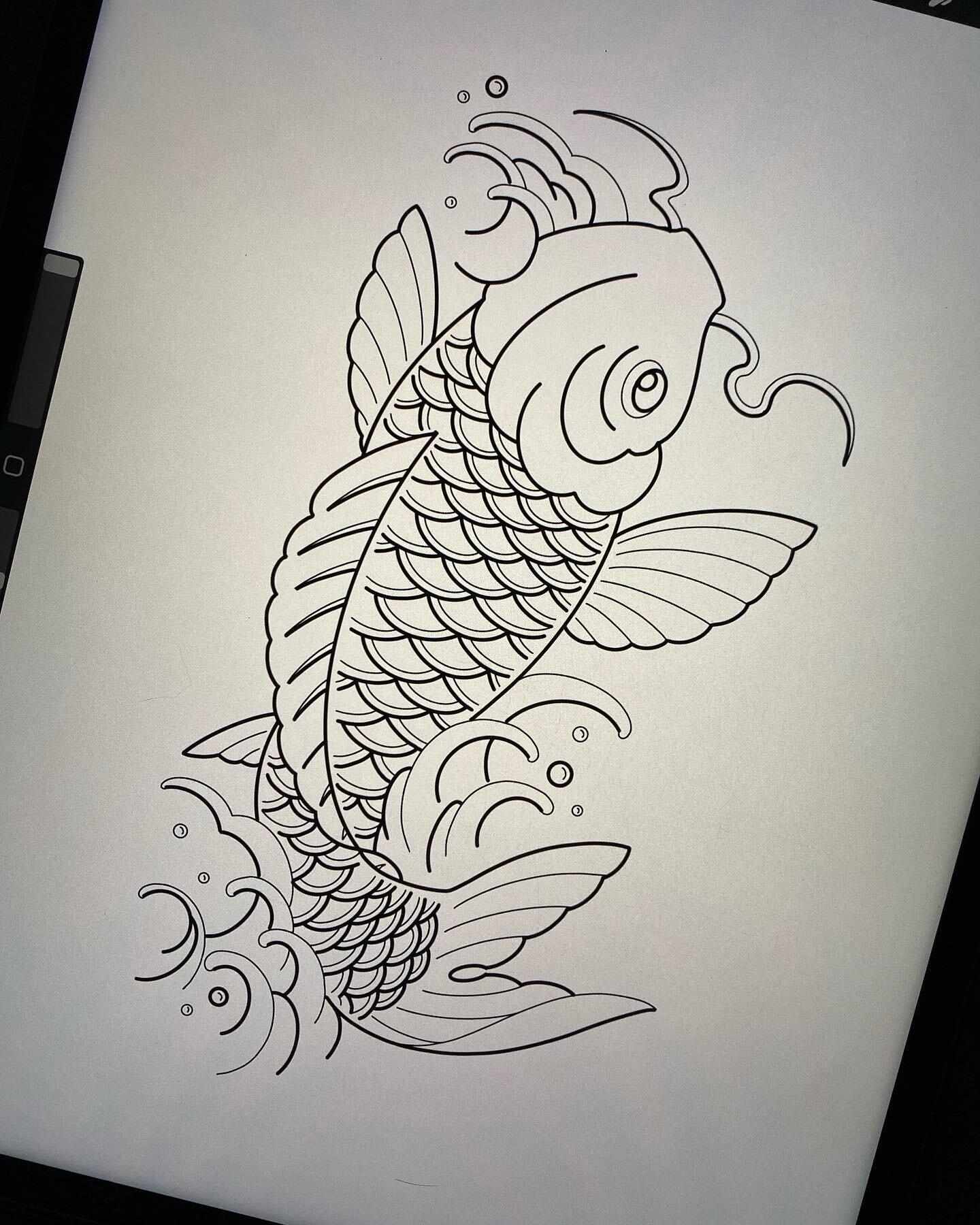 Because I&rsquo;m R E A L L Y trying to do more Koi fish, I&rsquo;ll be doing this one for REDUCED price. Design is about 8&rdquo; x 4&rdquo; (arms and legs only) and can be done in black/grey or color. DM me or call the shop if interested ✌️