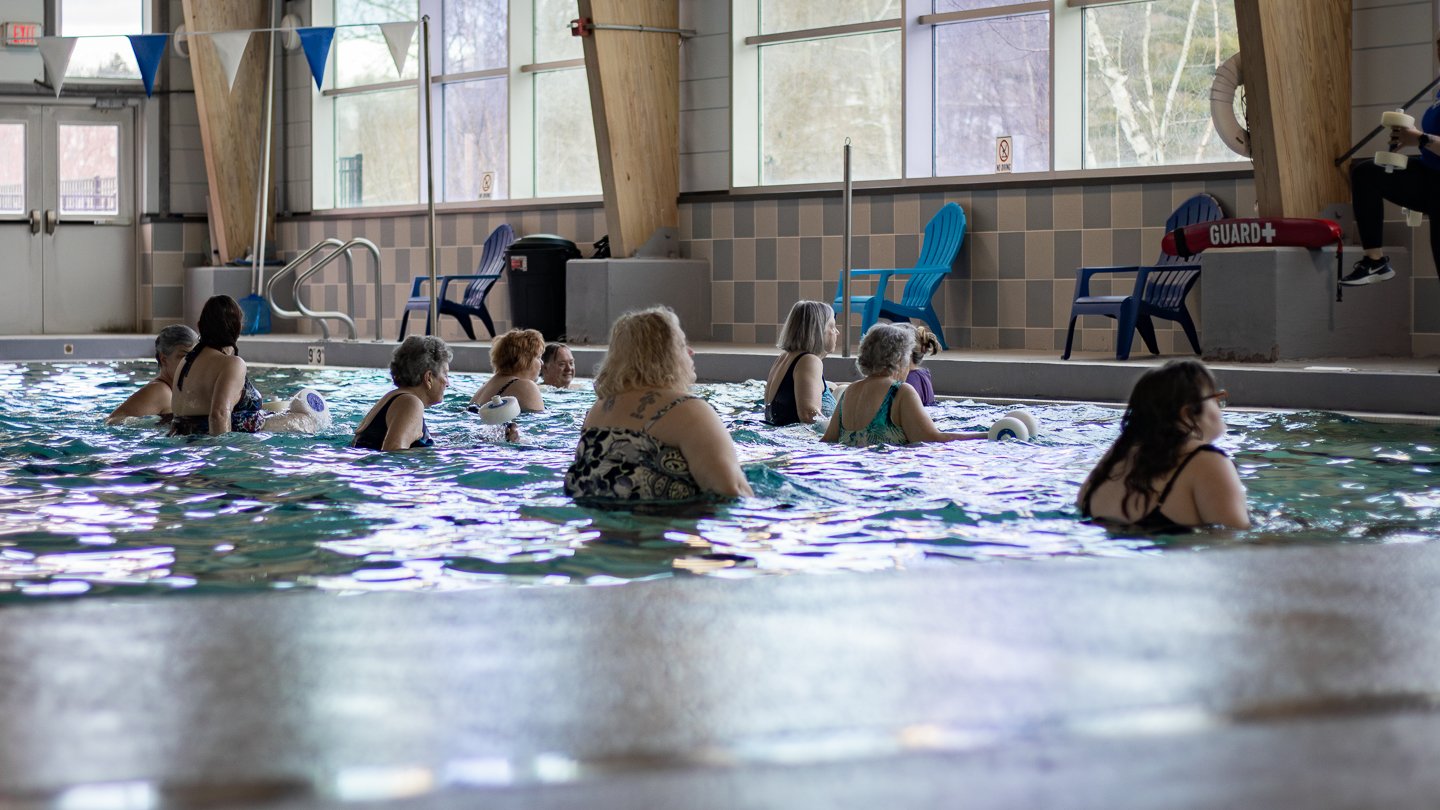 Participants attend aqua class