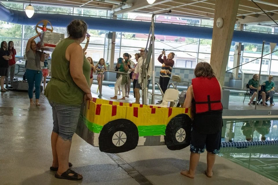 Cardboard yacht with wheels