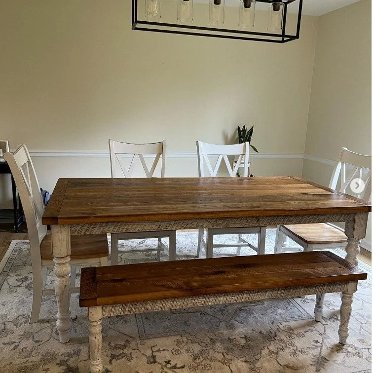 Sustainable, authentic, and full of character.
No two tables are alike!

#ReclaimedWood #EcoFriendly #SustainableLiving #ShopLocal #bespokencottage