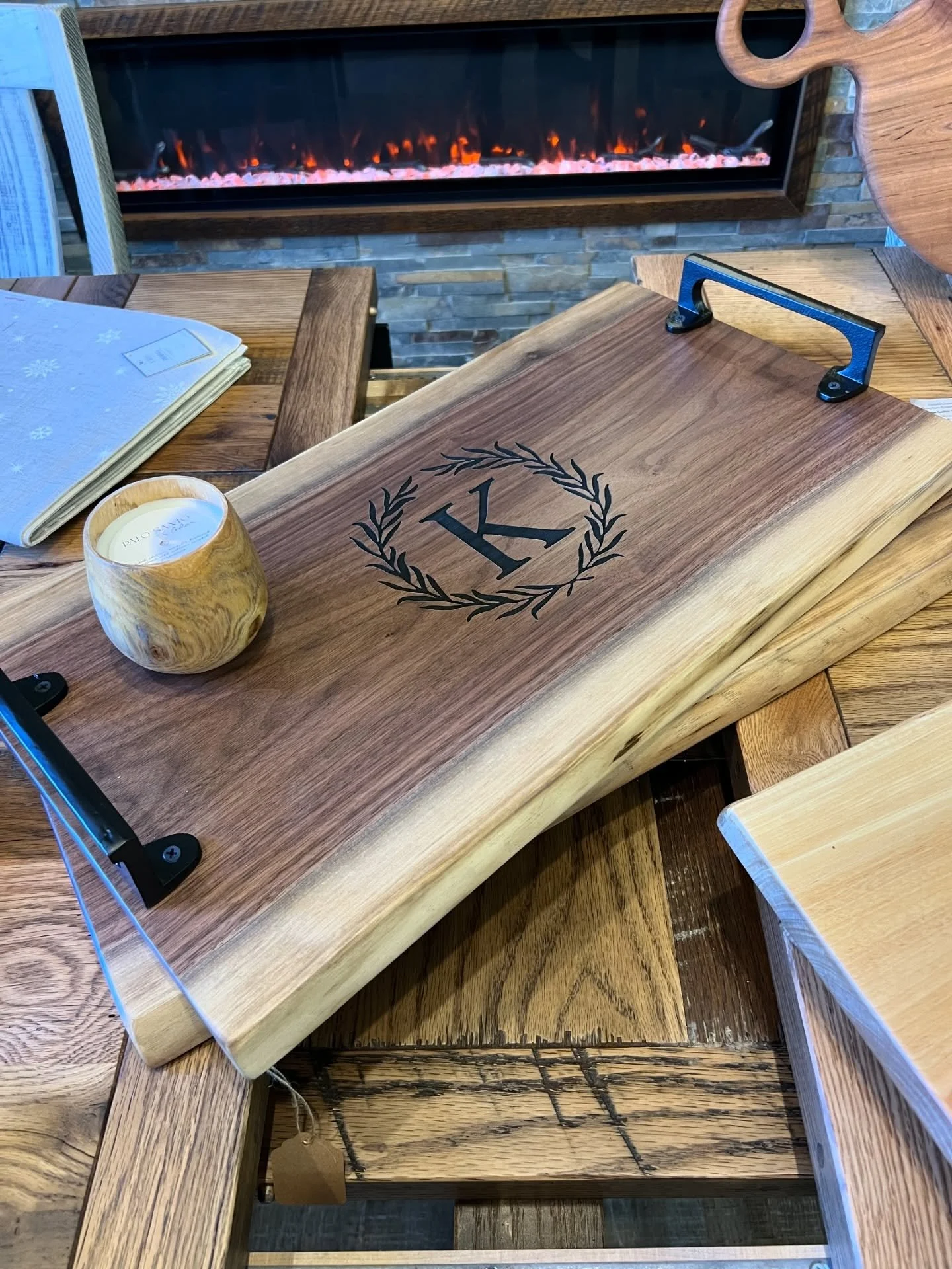 Need a gift for you or for someone else? Stop by before they are gone! $79 for the board $10-20 for the handles and $20 to engrave. Makes a wonderful gift!
