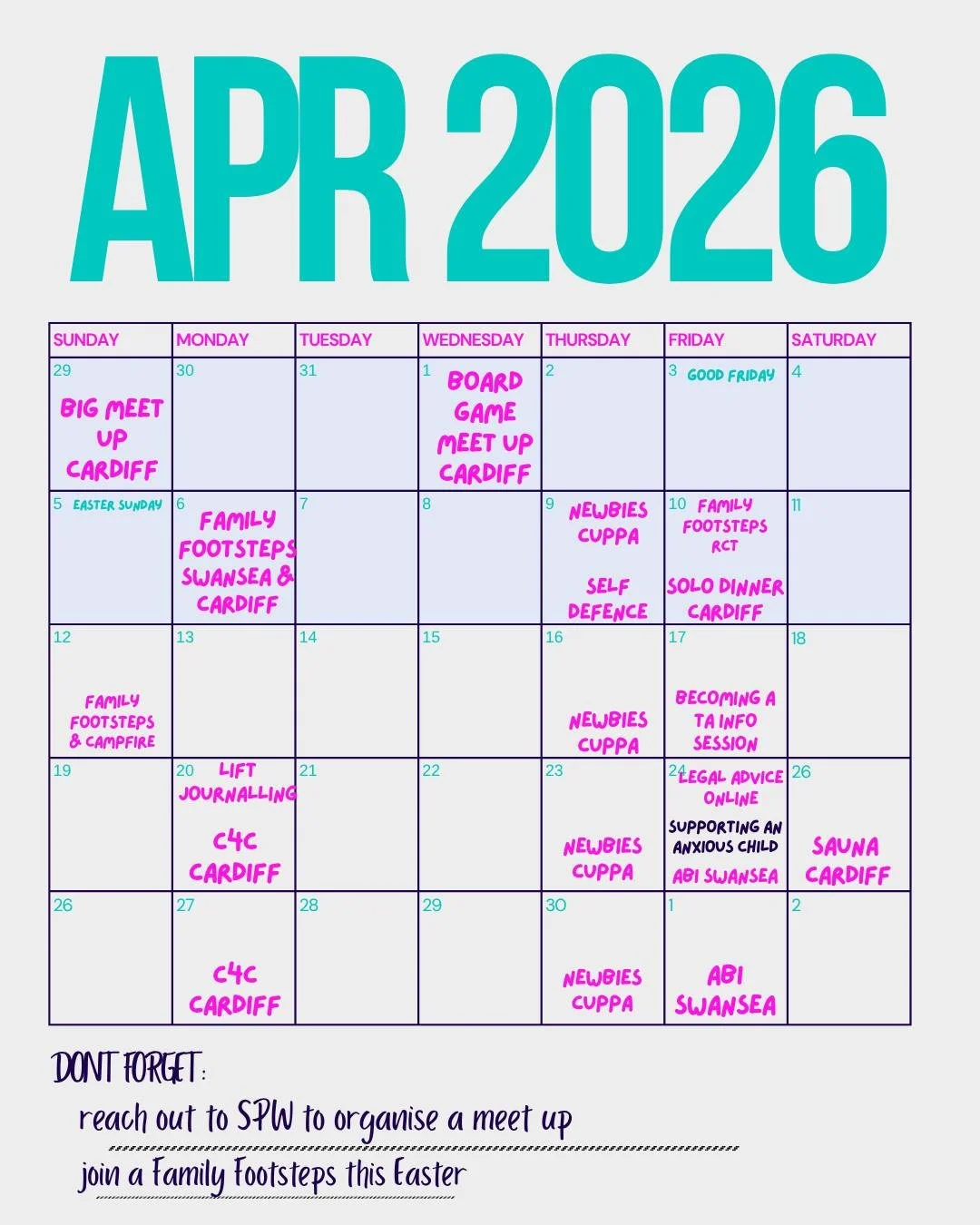 So many fabulous events coming up this month. 

From relaxed cuppas for those that have never been to a meet up before and are feeling a bit nervous to sessions on supporting your child's anxiety or training to be a teaching assistant we have loads h