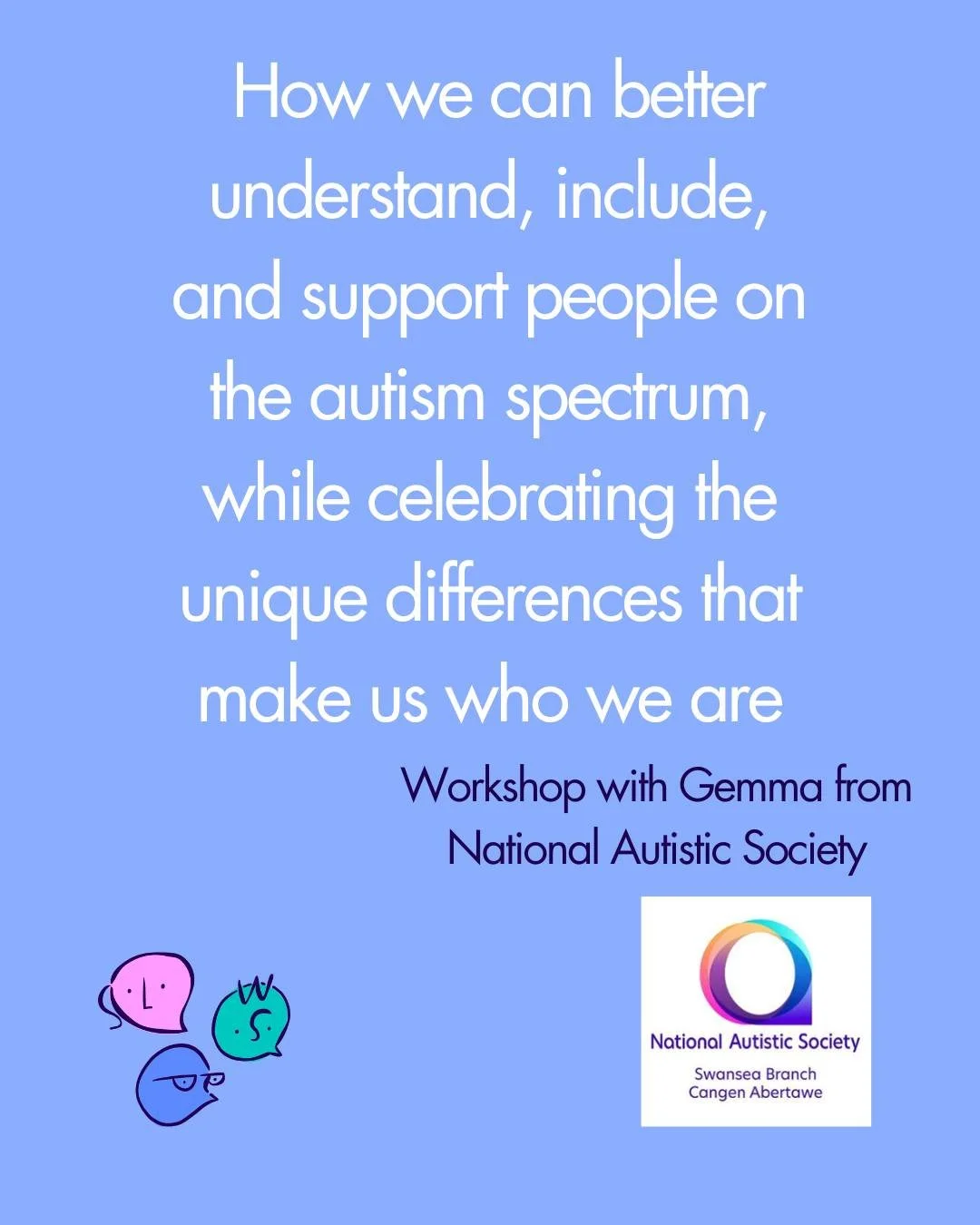 Autism Awareness Month 💙

This month, our ABI group will explore the world of neurodiversity, with a special focus on understanding what autism looks like for so many individuals.

We&rsquo;re really excited to welcome our guest speaker Gemma from S