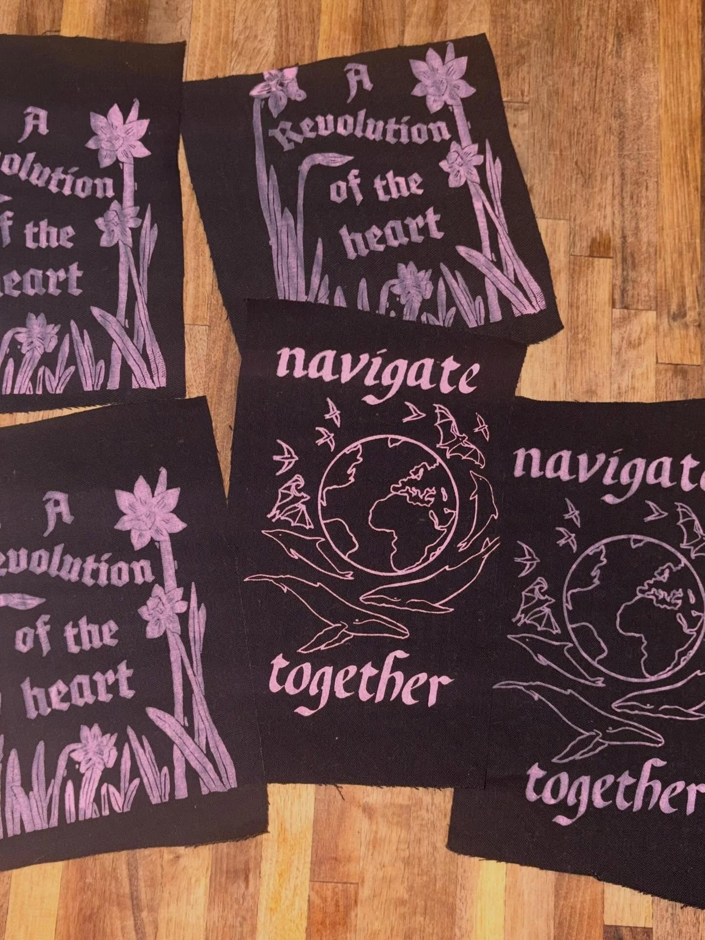 last night, test printing patches🐋🕊️⛵️ &amp; sharing to say that the next @globalsumudflotilla has launched, with over 100 boats full of aid (food, medical supplies, seeds) to deliver to Gaza. @gabekorty ❤️ is joining and has been sharing updates a