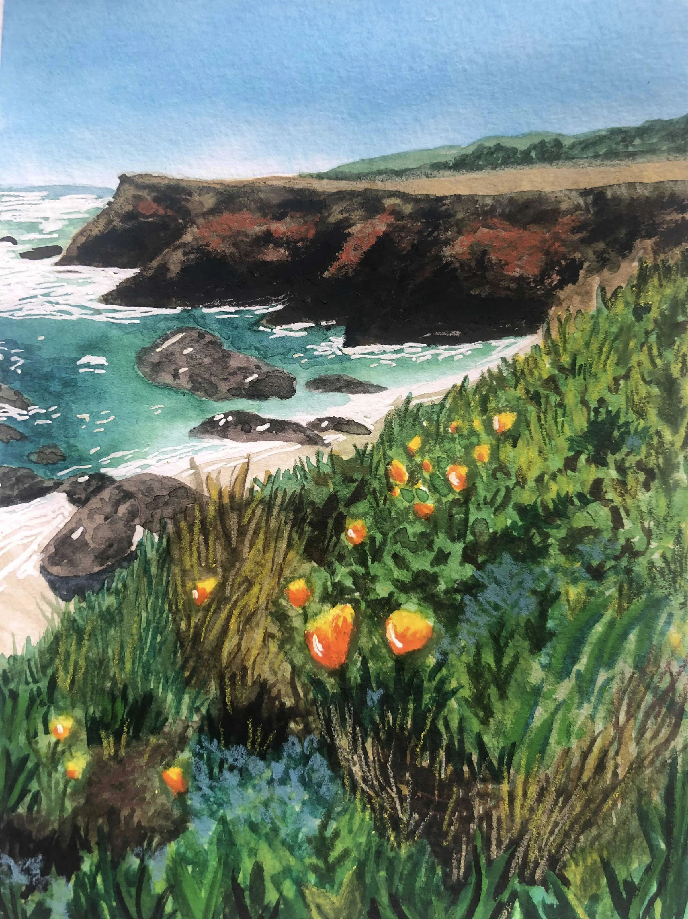 sophie wood brinker illustration of the Mendocino coast