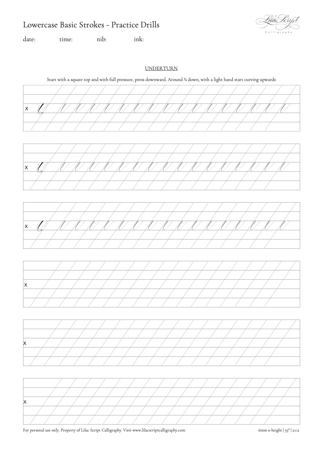 Download Practice Sheet for Copperplate Calligraphy | Lilac Script ...