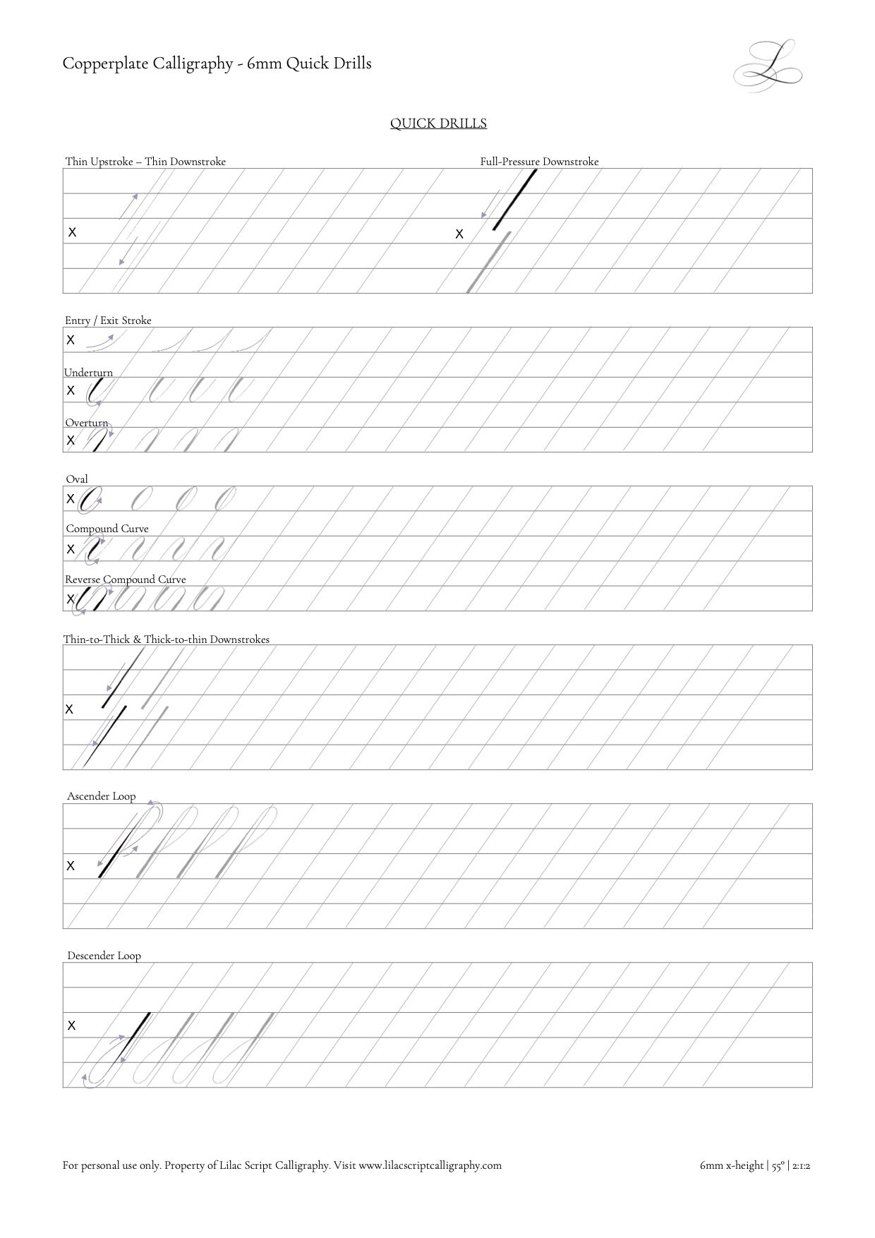 Basic Strokes Quick Drills - Lowercase Copperplate Calligraphy .jpg