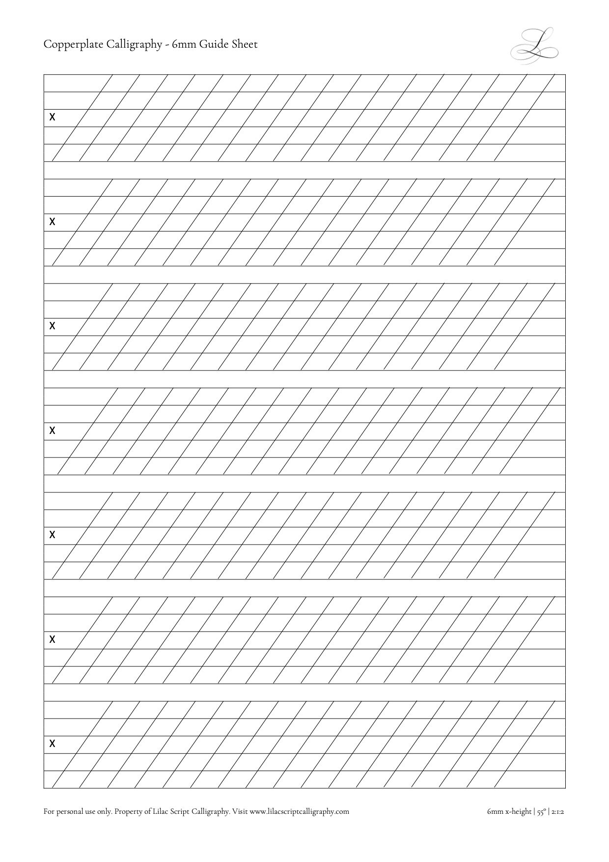 Basic Strokes 6mm Guide Sheet - Lowercase Copperplate Calligraphy .jpg