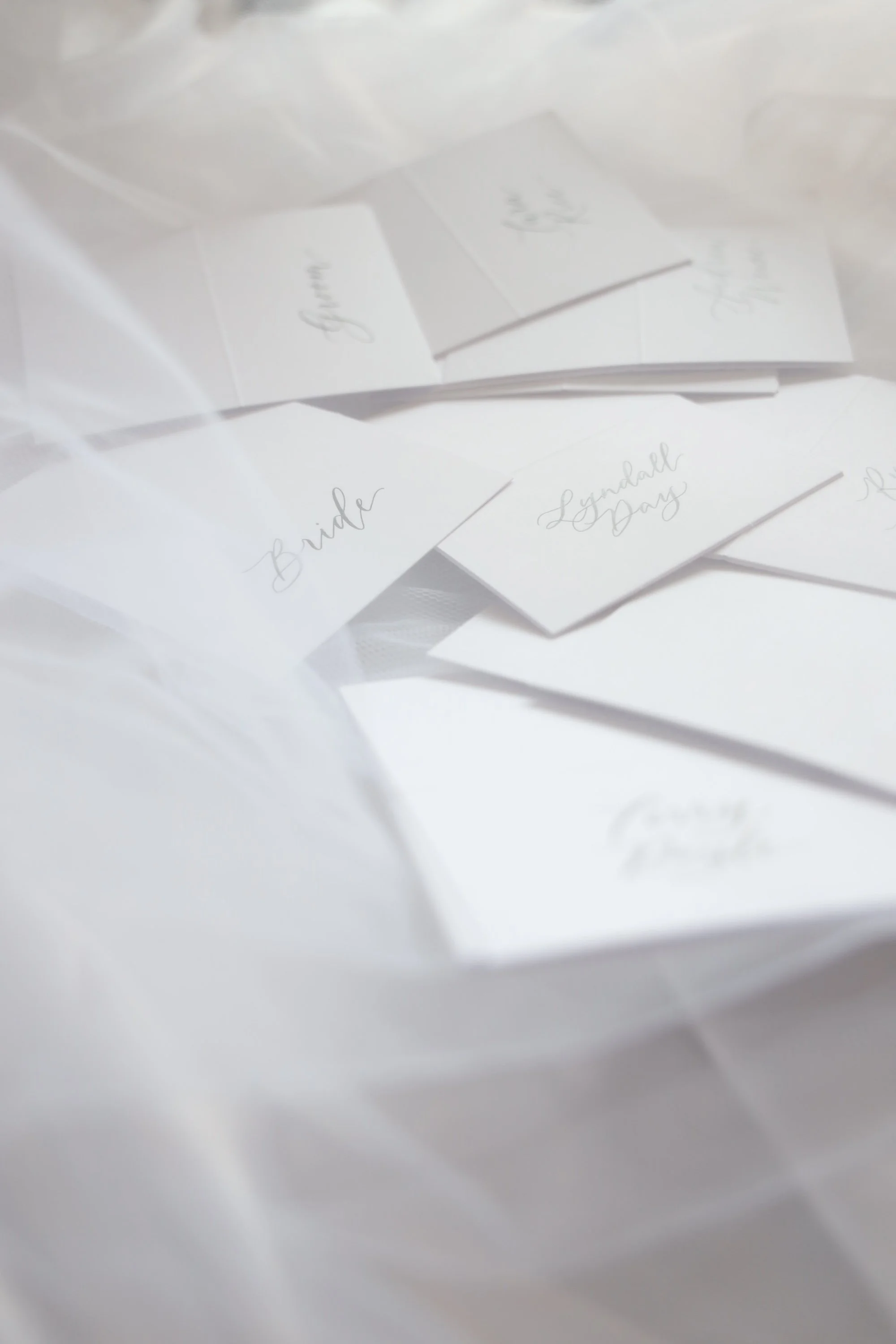 Romantic wedding place cards for a Sydney bride