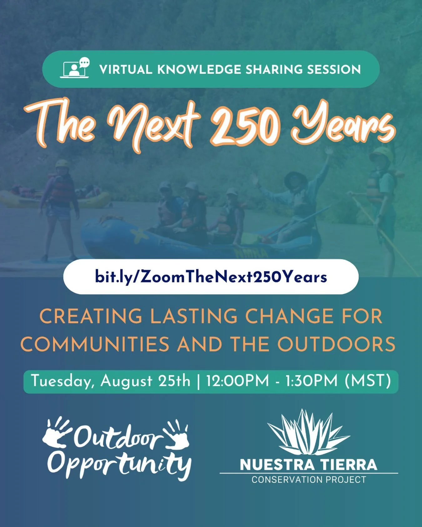 Join us for The Next 250 Years, a conversation with leaders from across the outdoor, conservation, and community sectors as they explore how we will continue to build a sustainable future for the next generation.

Our panelists will discuss the curre