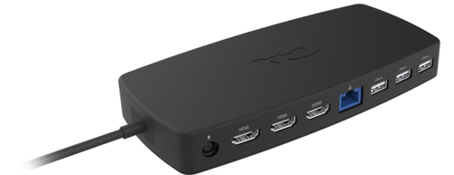 DS-6000 rear panel showing triple HDMI outputs, Gigabit Ethernet, and USB-A ports