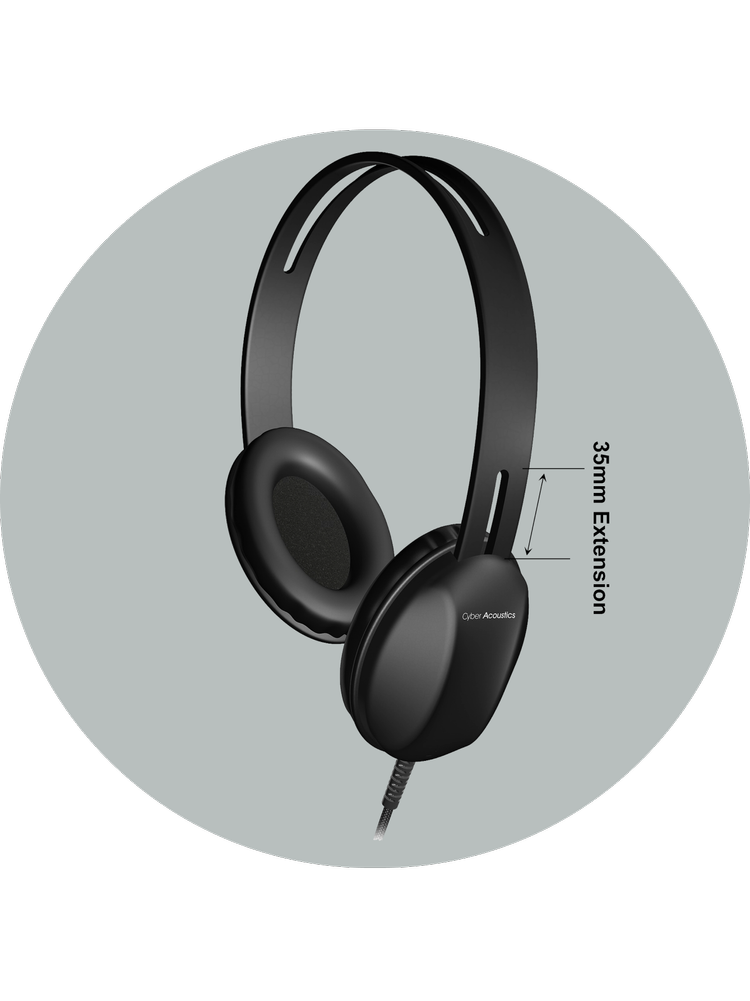 ACM-4004 headphones with an adjustable over-the-head headband and smaller earcups sized for K-5 students
