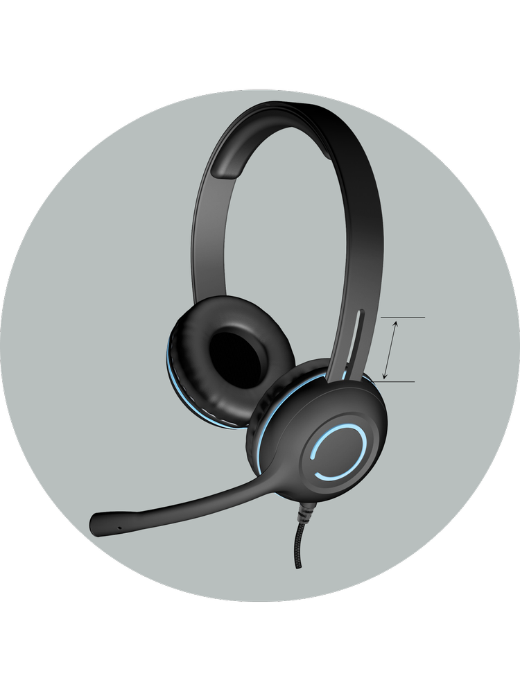 AC-5014 headset shown with adjustable headband and round leatherette earcups — USB-C headset for schools sized to fit K-12 students