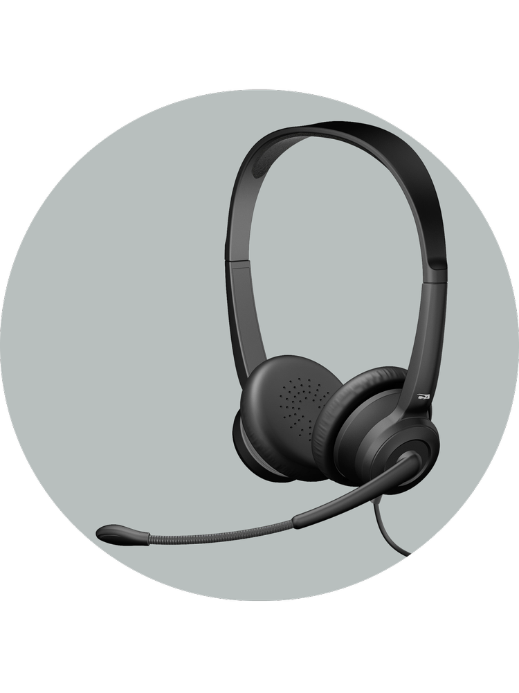 AC-204ENC II headset with noise-canceling boom microphone