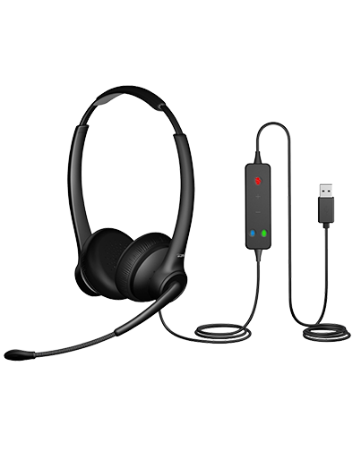 AC-304TR USB call center training headset with AI noise reduction