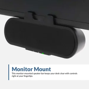 CA-2890PRO Bluetooth speakerphone speaker bar clamped to the bottom of a PC monitor