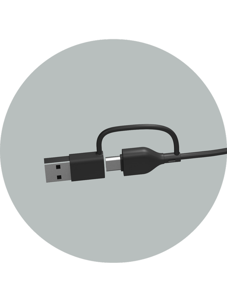CA-2890GX USB-C cable with attached USB-A adapter for PC and laptop compatibility