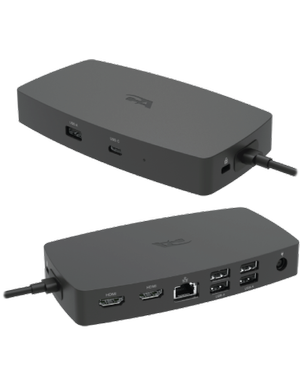 Cyber Acoustics DS-1000 Laptop Docking Station showing dual HDMI, Ethernet, and USB ports