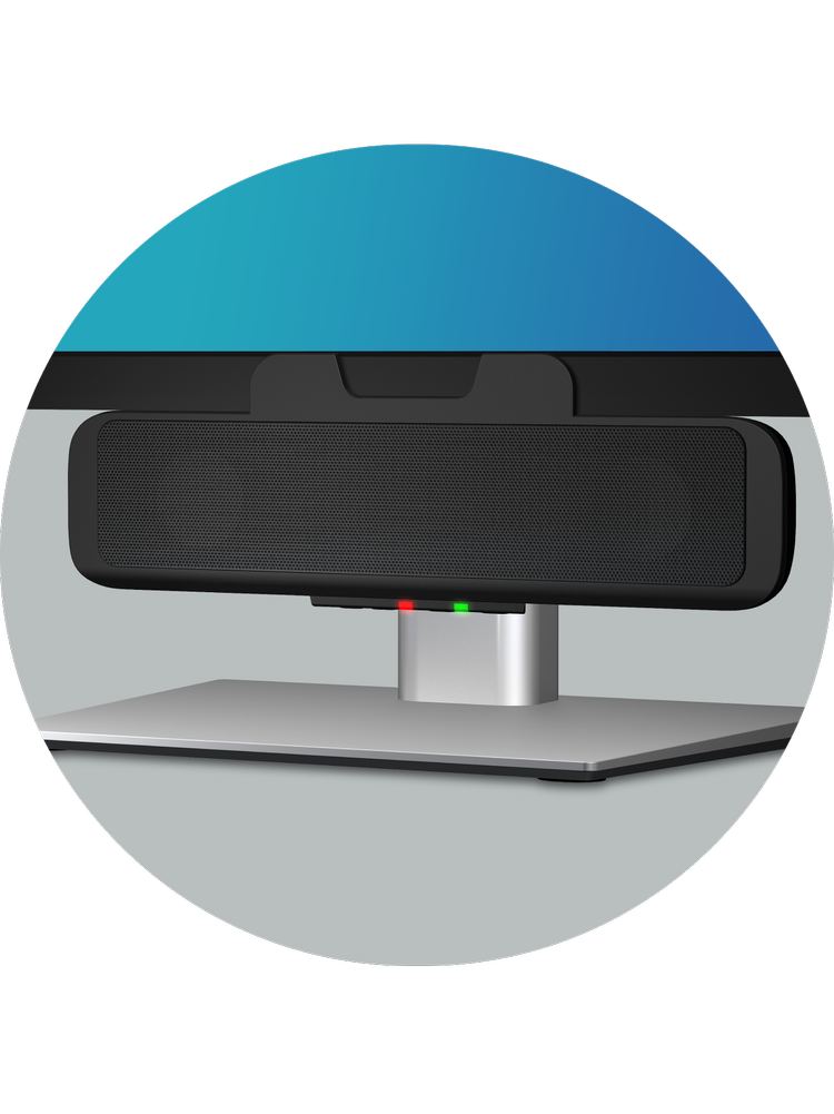 CA-2890 PC speaker bar for monitor mounted under a monitor delivering clear, balanced sound