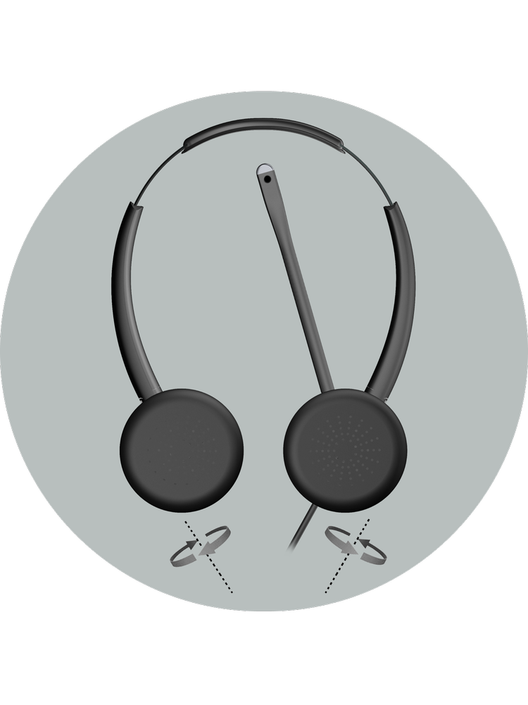 AC-404 fold-flat earcups for compact storage and transport