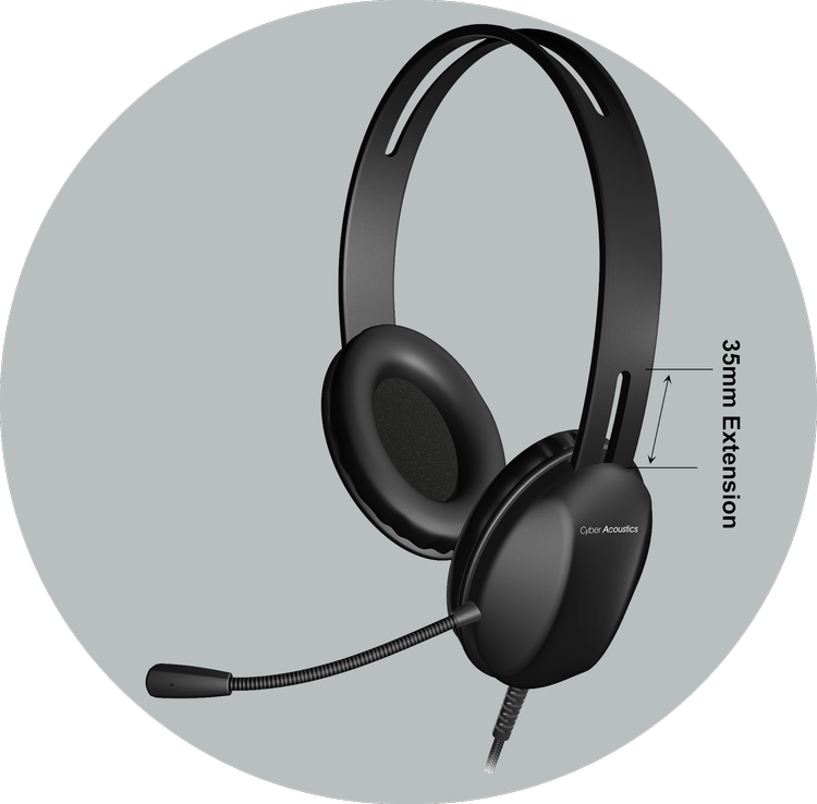 AC-4000 adjustable headband sized for K-5 — durable headset for school with smaller earcups designed for elementary students