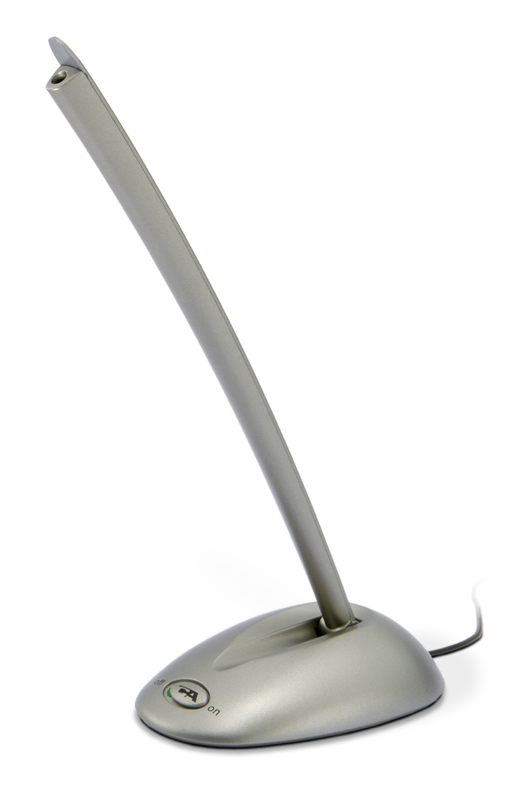 Desk microphone with control switch in off and on positions