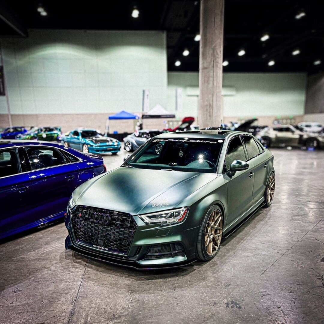 CJ&rsquo;s S3 @the_grouch_s3 looking good and ready for @tunerevo this weekend at LA convention Center . @socalquattro guys got riders lined up 😻&mdash;&mdash;&mdash;&mdash;&mdash;&mdash;&mdash;&mdash;&mdash;&mdash;&mdash;&mdash;
. 
.Audi S3 8.5v AE