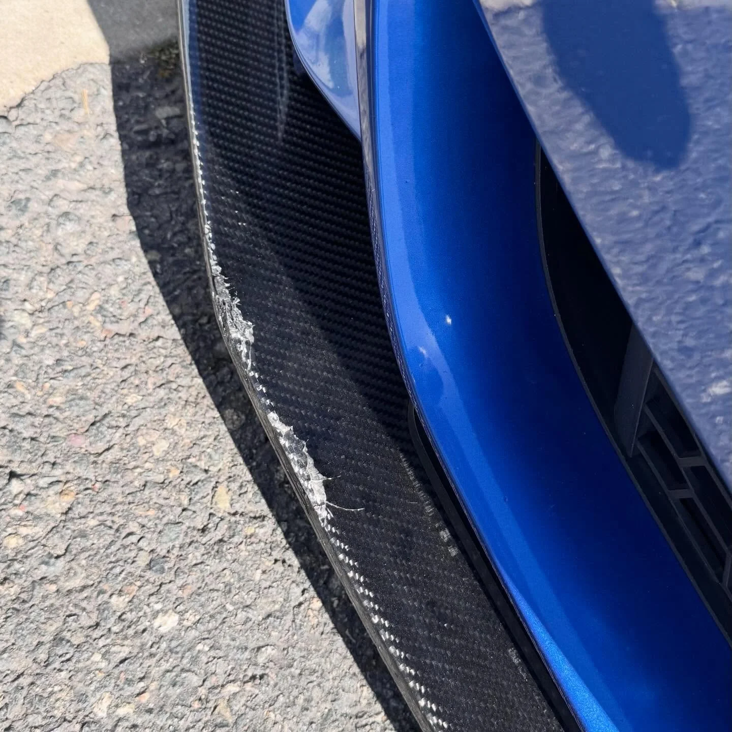 Total hit a ladder 🪜 in the middle of the freeway that fell off a work truck. We took some damage, but were pleasantly impressed with how the carbon fiber splitter flexed thanks to our aluminum core system.
Proper daily aero.
&mdash;&mdash;&mdash;&m