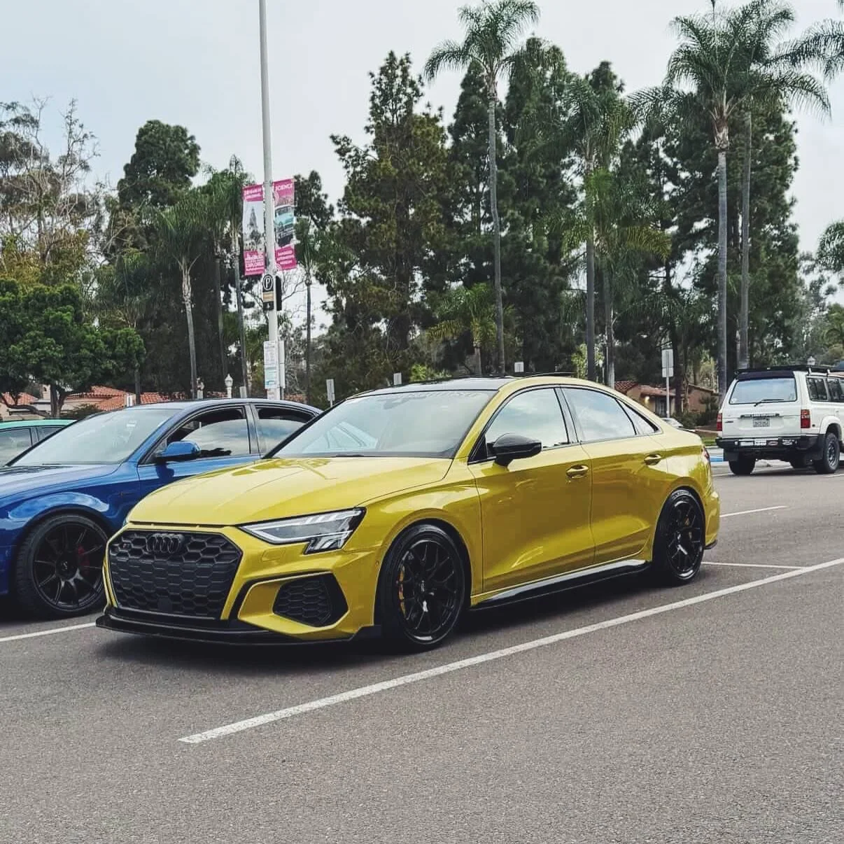 Favorite SoCal S3 @yellows3rpent for sure !! It just hit all the boxes: oem color, low + fitment, Aero kit and boom done ✅ 
.&mdash;&mdash;&mdash;&mdash;&mdash;&mdash;&mdash;&mdash;&mdash;&mdash;&mdash;&mdash;&mdash;&mdash;
.
. Custom made Performanc