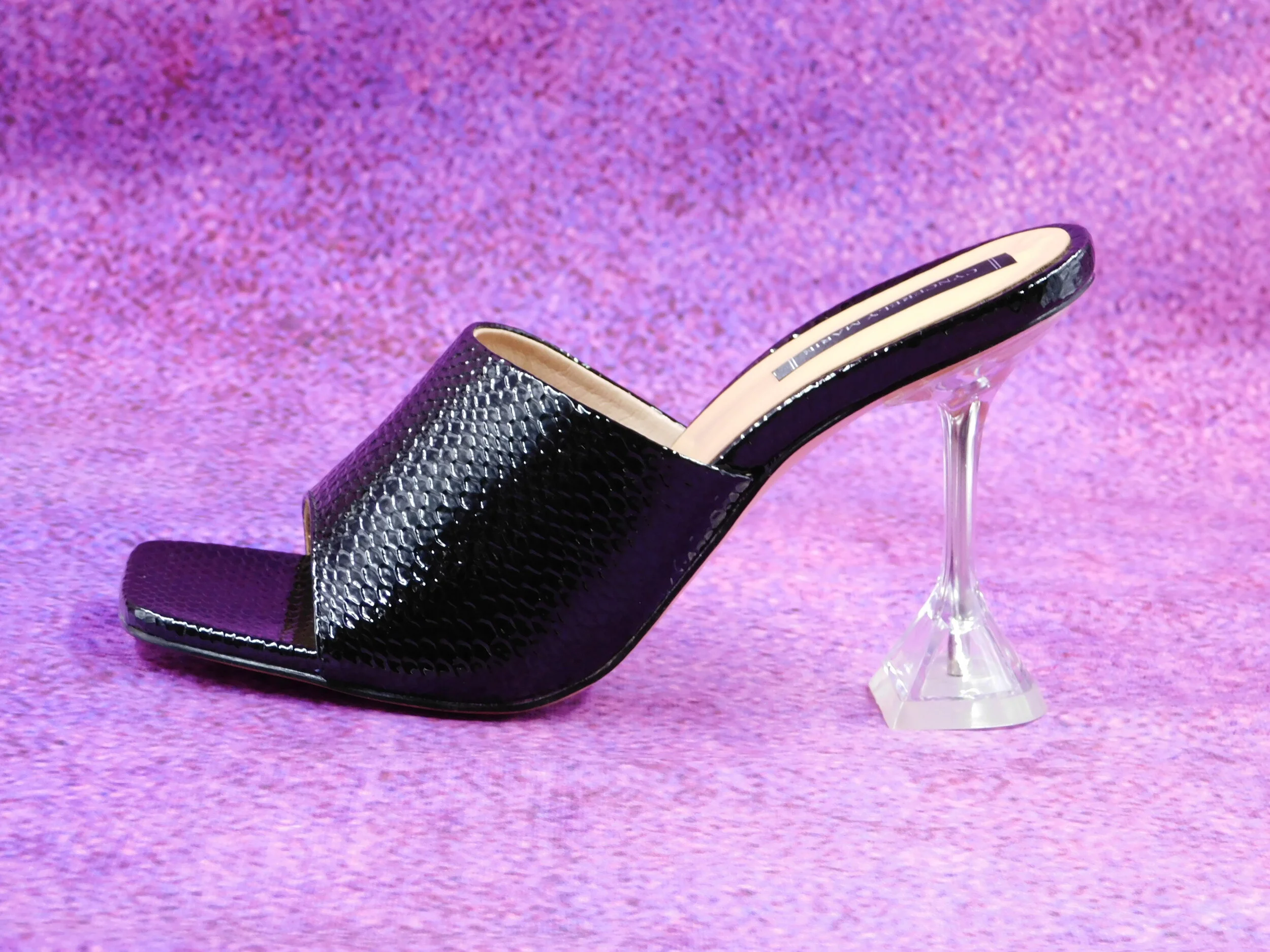 Black Crystal Mule Left Side